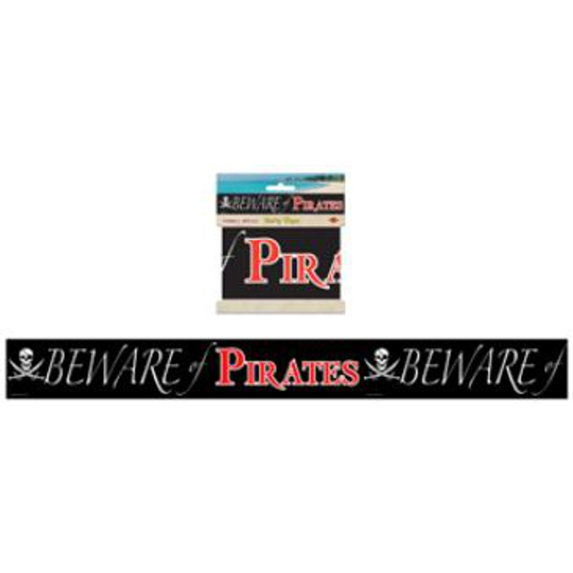 Pirate Party Tape - Beware of Pirates Decorative Warning Tape (1 Roll/Pack) - Perfect for Pirate Themed Parties, Halloween Decor, and DIY Projects