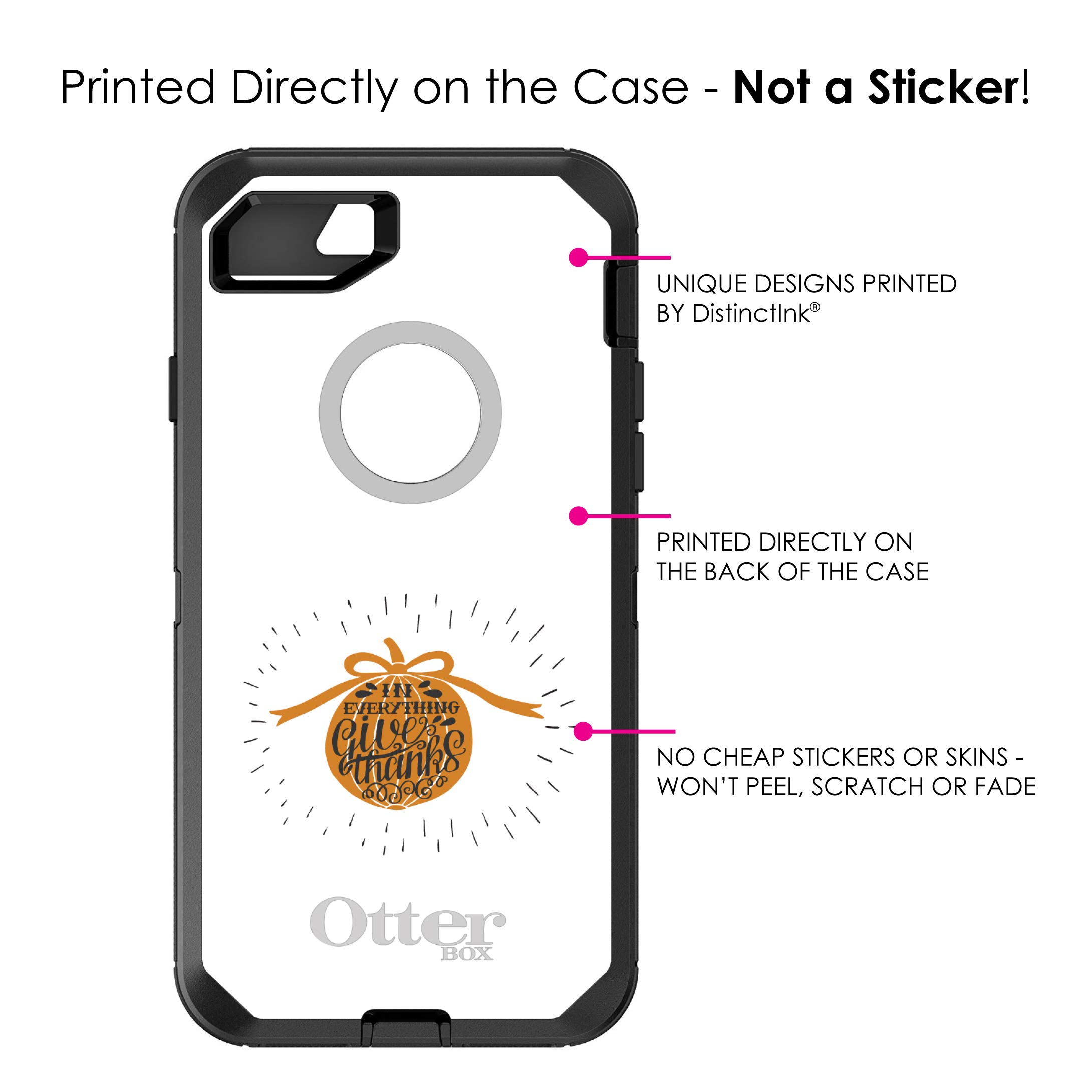 DistinctInk iPhone 7 Plus / 8 Plus Case (5.5 Inch) - Durable Protective Cover Replacement for OtterBox Defender - Black Custom Design with Orange & White 