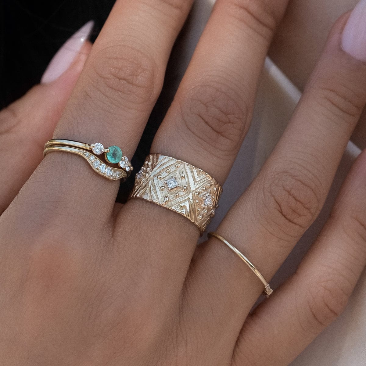 Grecian Diamond Cigar Band - Elegant Wedding Ring for Men & Women - Perfect for Engagement, Anniversary & Special Occasions