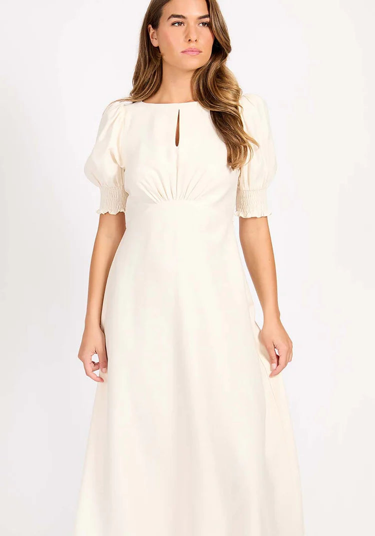 Callie Keyhole Midaxi Dress - Elegant Cream Midi Dress for Women | Perfect for Weddings, Parties & Special Occasions