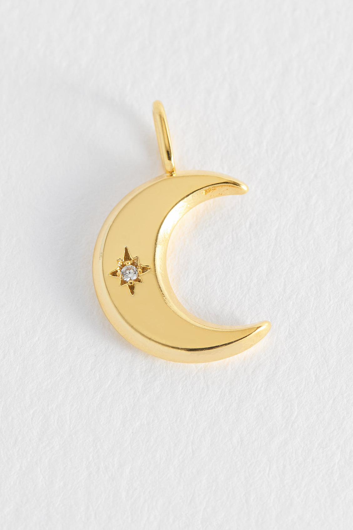 14K Gold Plated Knife Edge CZ Moon Charm Pendant - Elegant Jewelry for Necklace, Bracelet & Gift Giving - Perfect for Parties, Weddings & Special Occasions