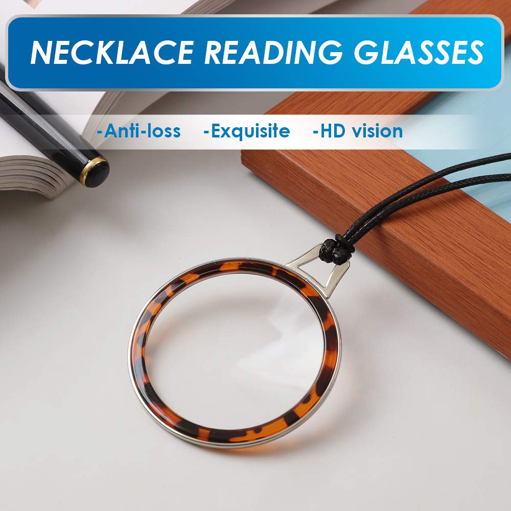 TERAISE Lightweight Reading Glasses Pendant Necklace - Anti-Loss Readers with Elegant Case for Women | Perfect for Reading, Travel & Everyday Use