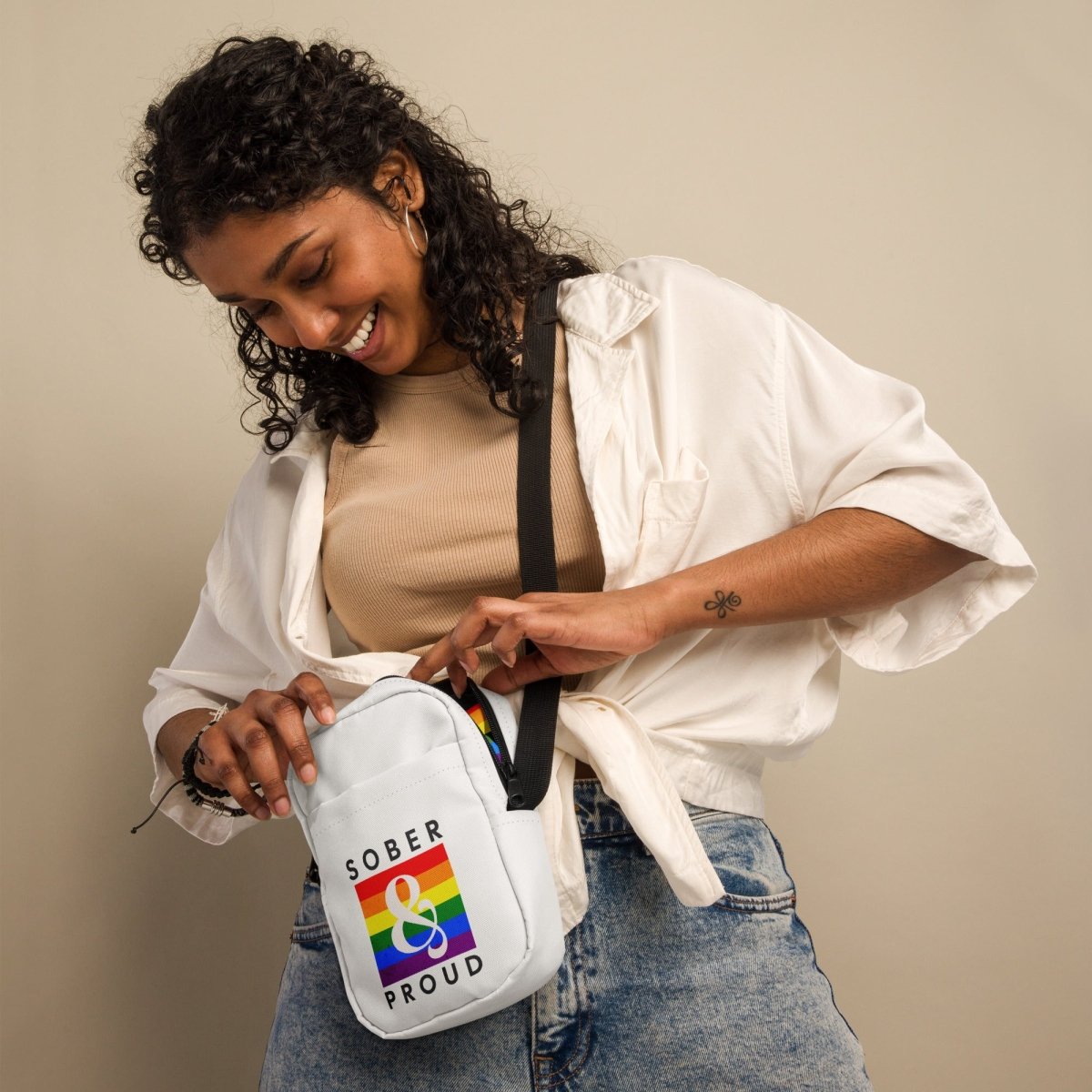 Sober & Proud Utility Crossbody Bag - Stylish and Functional for Everyday Use, Recovery Meetings, and Outdoor Activities