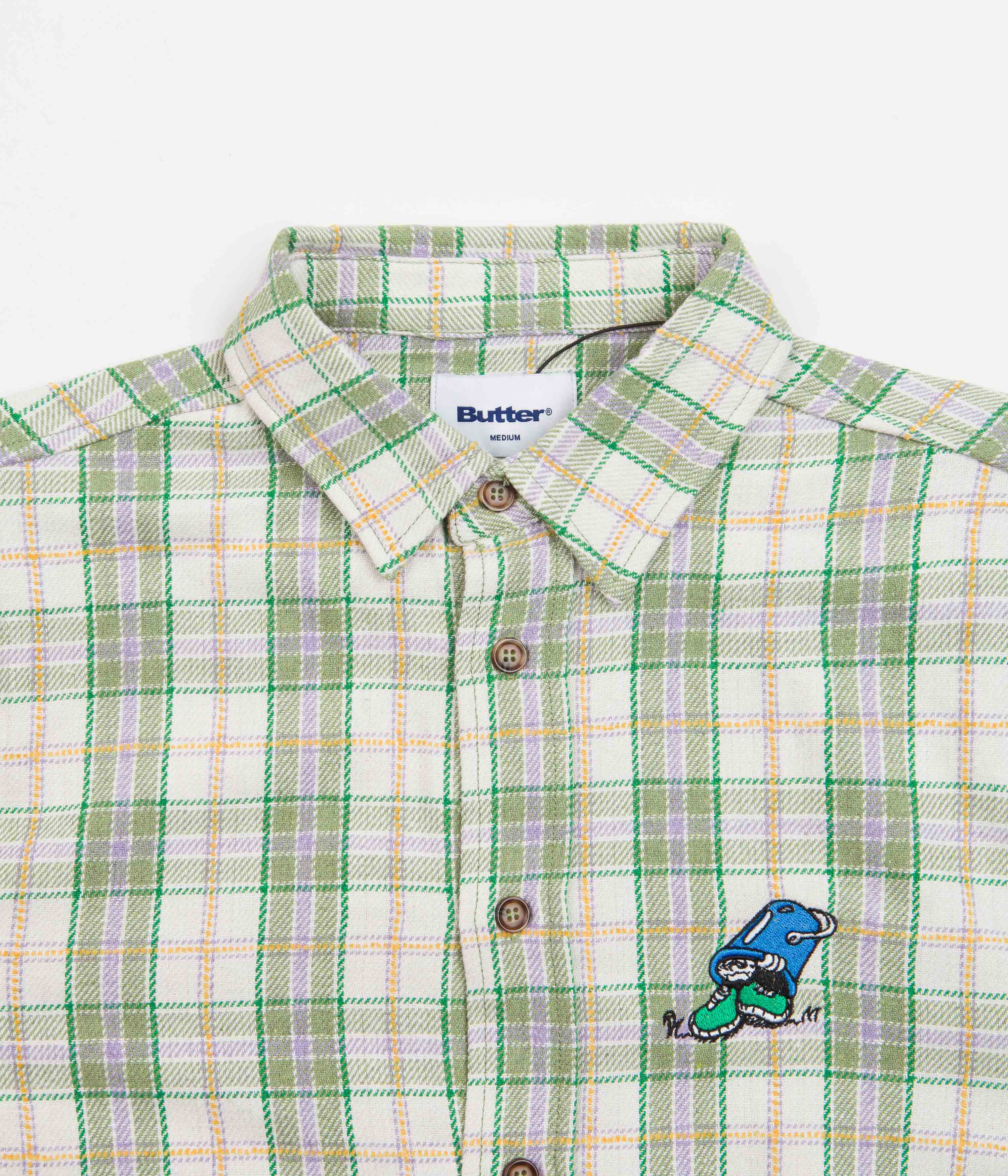 Butter Goods Bucket Plaid Shirt for Men & Women - Sage Green Flannel Shirt - Casual Outdoor & Streetwear Fashion - Perfect for Hiking, Camping, and Urban Style