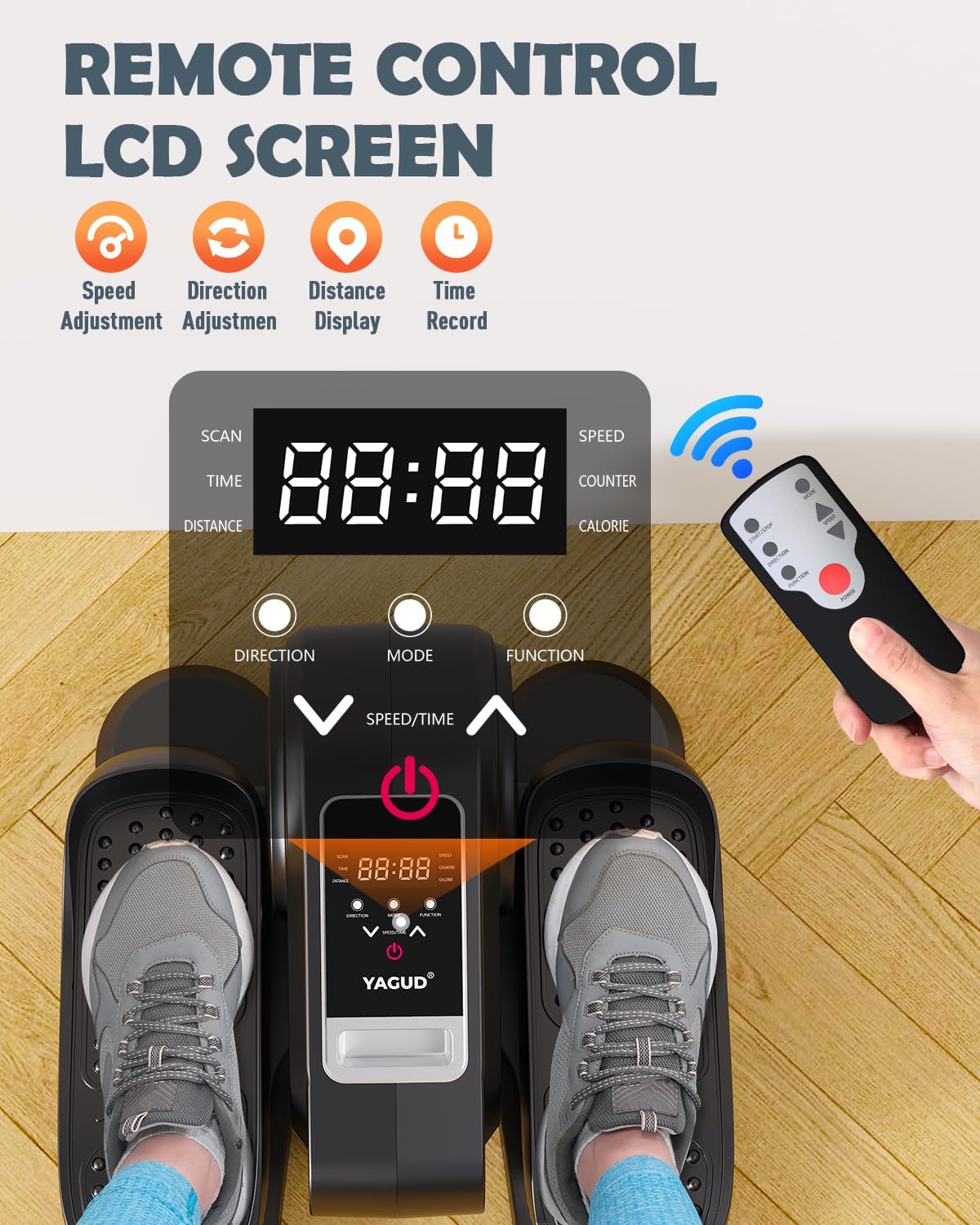 Under Desk Elliptical Machine - Electric Leg Exerciser with 12 Adjustable Speeds | Quiet & Portable Seated Pedal Trainer for Seniors & Office Workers | Remote Control Included | Perfect for Home Office & Physical Therapy