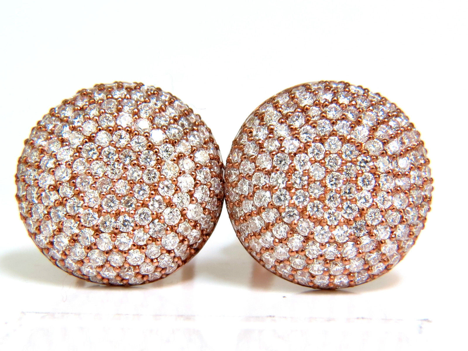 5.50CT Diamond Cluster Domed Bead Set Button Puff Clip Earrings G/VS - Elegant Jewelry for Parties, Weddings & Special Occasions