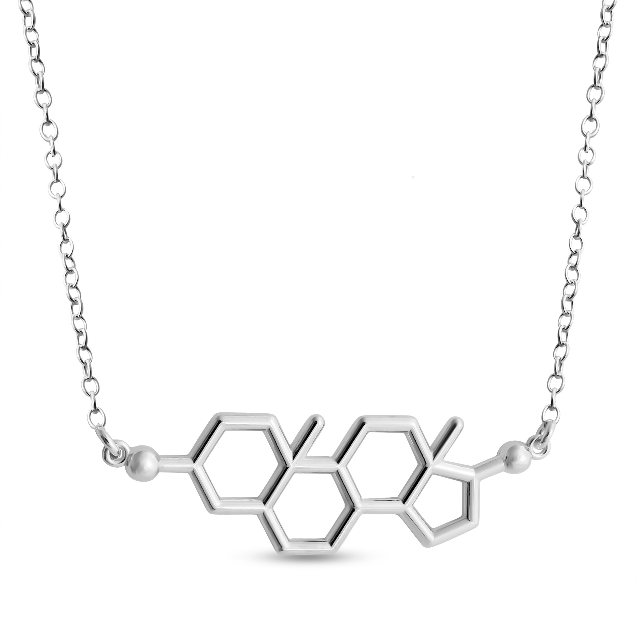 925 Sterling Silver Testosterone Molecule Pendant Necklace for Men - Male Sex Hormone Chemical Structure Charm with Jump Ring - Perfect Gift for Science Lovers & Chemistry Enthusiasts