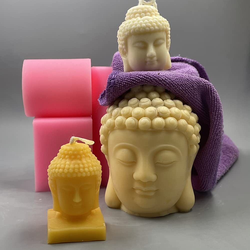 Large Buddha Head Candle Mold - Scented Wax & Aroma Gypsum Resin Craft Decor Silicone Molds for DIY Candle Making - Perfect for Home Decor, Meditation Spaces, and Spiritual Gift Giving