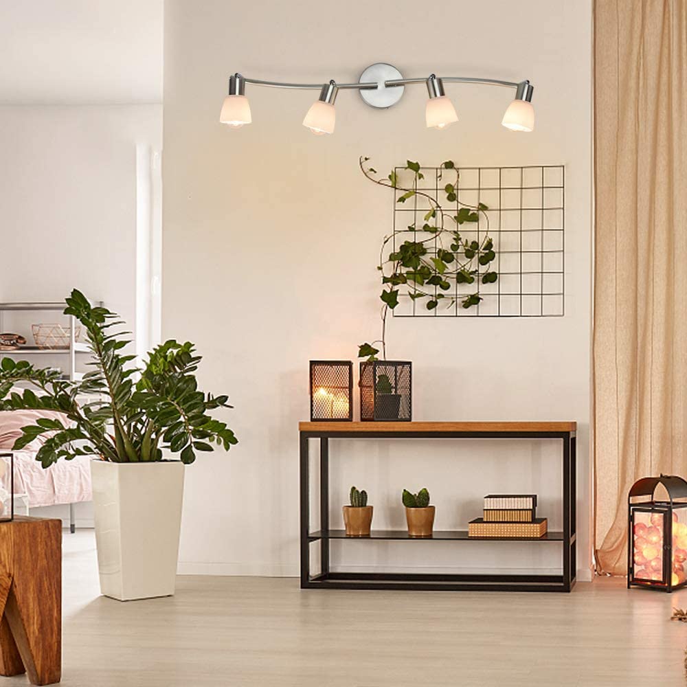 Depuley 4-Light Adjustable Track Lighting Fixture with Directional Spotlights - Modern Ceiling Light with Included LED Bulbs | Perfect for Kitchen, Living Room & Retail Store Lighting