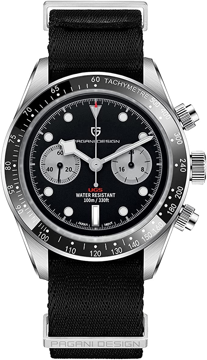 Pagani Design 1718 Men's Chronograph Watch - Japanese Quartz Movement, Stainless Steel Band, 100M Waterproof - Retro Wristwatch for Business, Casual & Outdoor Activities