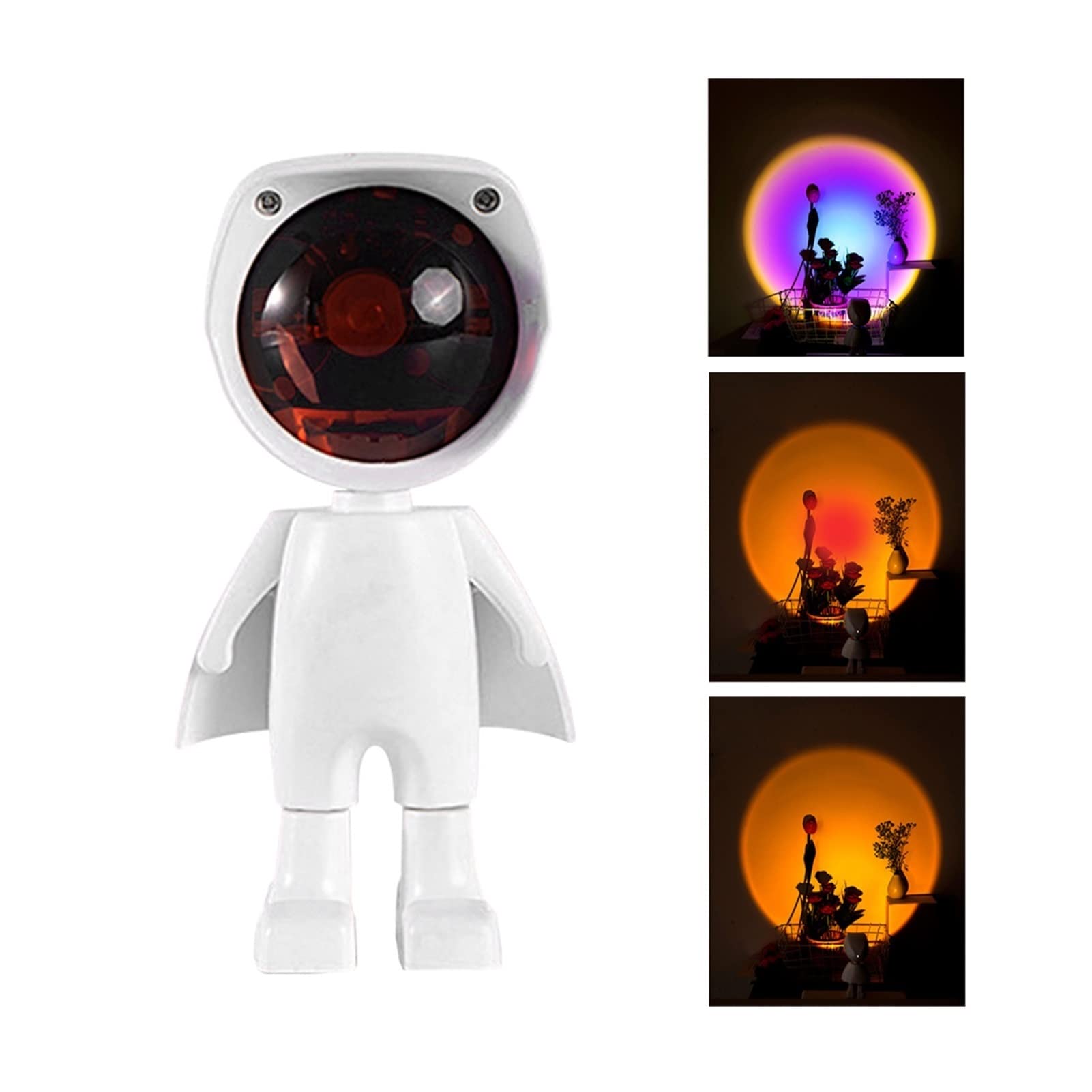**Astronaut Sunset Light - Starry Sky Projection Night Light for Bedroom, Desk & Kids Room | Red LED Robot Lamp, Birthday Gift & Farmhouse Decor**