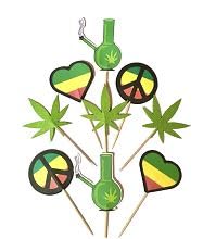 420 Cupcake Toppers - Edible Pot Leaf & Rasta Decorations for Birthday, Bachelorette & Themed Parties - Perfect for Stoner, Hippie & Cannabis-Themed Celebrations