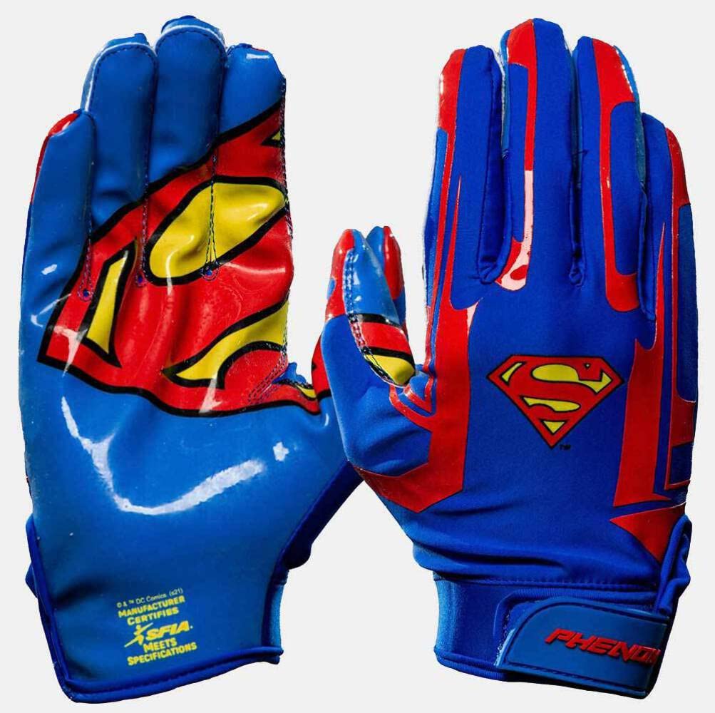 Phenom Elite Superman Football Gloves - VPS1 Grip Technology for Enhanced Performance | Ideal for Training, Games & Competitive Play