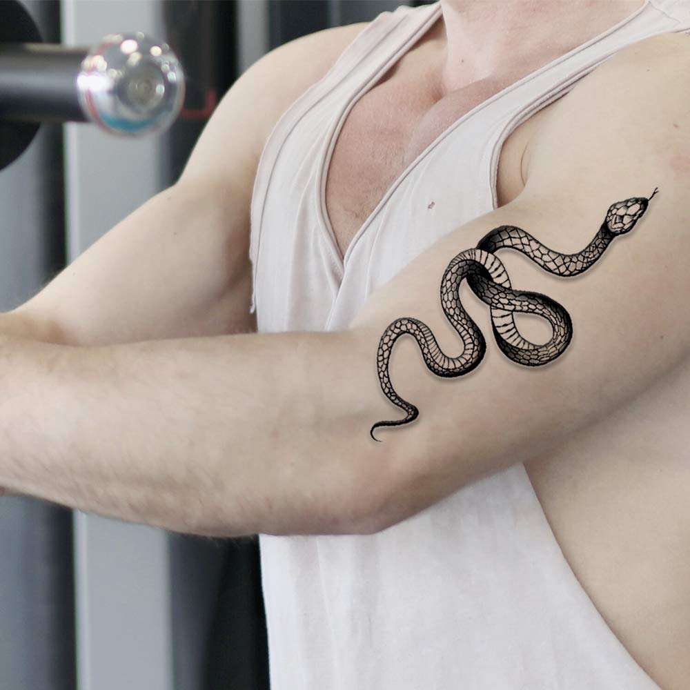 Voorkoms® Snake Temporary Tattoo - Waterproof Fake Tattoos for Men & Women - Perfect for Halloween, Costume Parties & Body Art