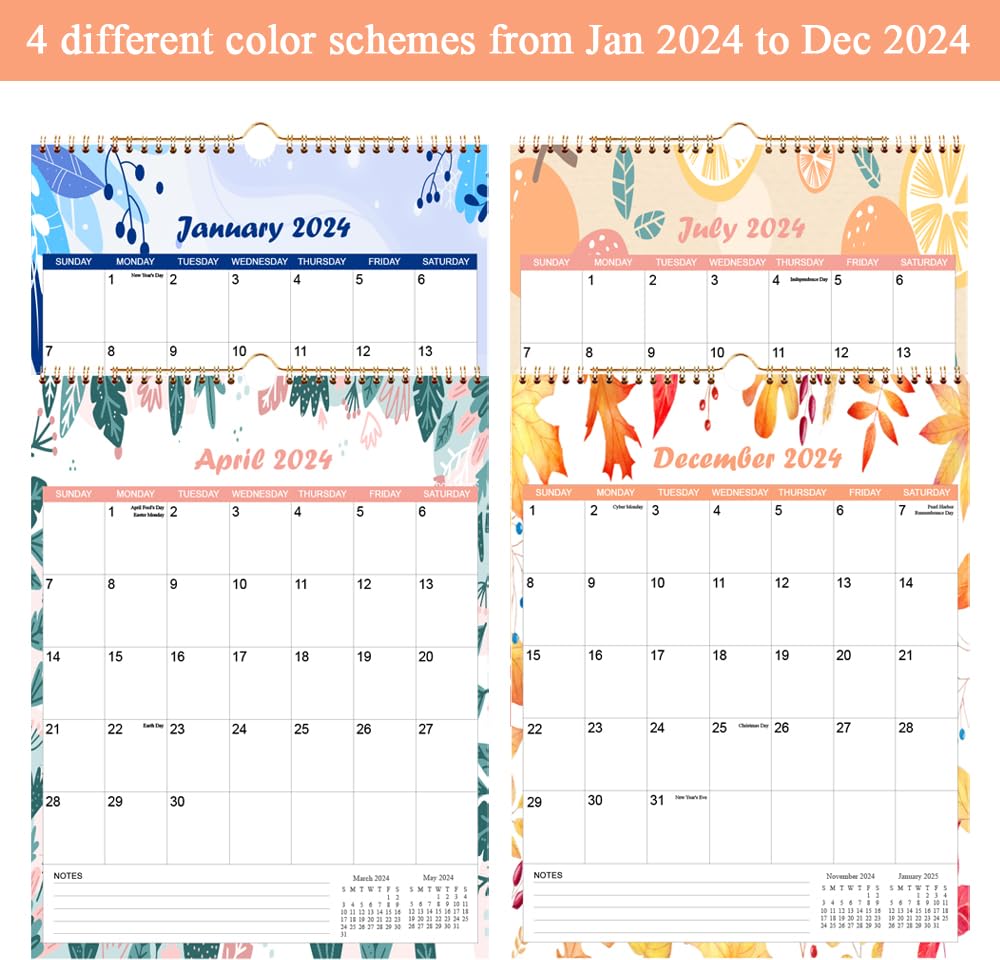 2024-2025 Wall Calendar | 14-Month Planner from May 2024 to June 2025 | Seasonal Designs for Home & Office Organization | 11.5