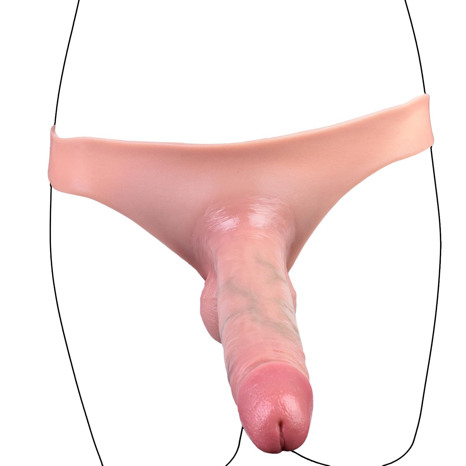 7.5 Inch Realistic Strap-On Dildo Panties - Universal Size Elastic Liquid Silicone Soft Wearable Adult Toy for Men, Women & Couples - Waterproof, Flexible Hollow Sleeve - Perfect for Role Play, BDSM & Couples Intimacy
