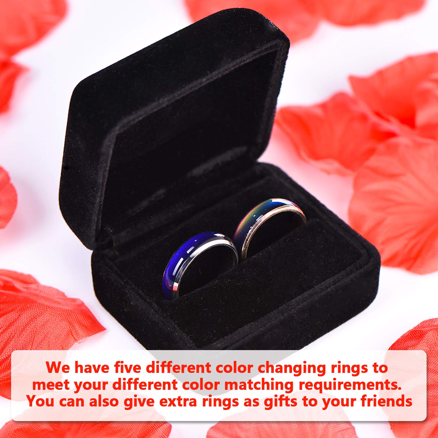 Hicarer 5-Pack Color Changing Mood Rings for Men & Women - Stainless Steel Temperature Sensitive Emotion Rings - Perfect for Weddings, Parties & Gifts