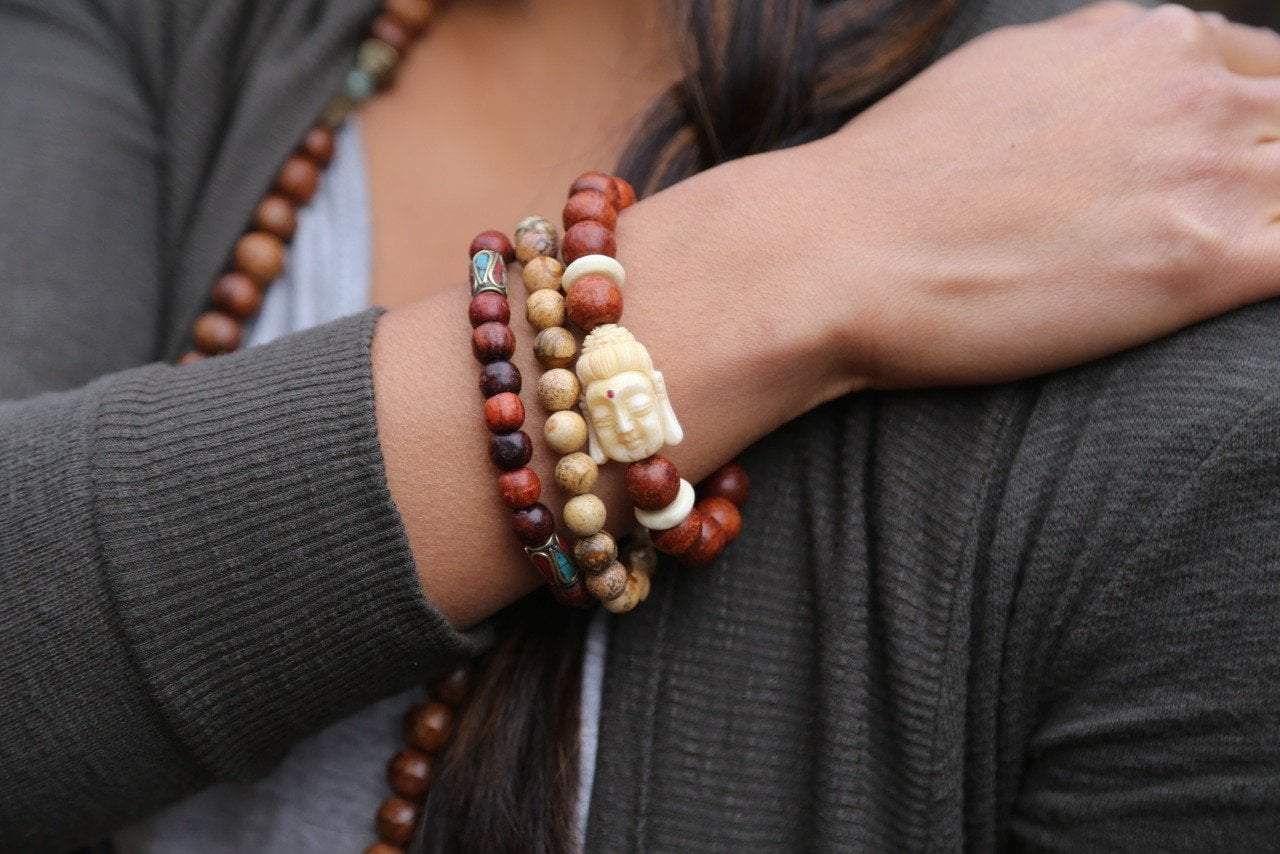 Harmony and Strength Wrist Mala Stack - Yoga Meditation Beaded Bracelet for Women - Perfect for Mindfulness Practice, Spiritual Healing & Daily Wear