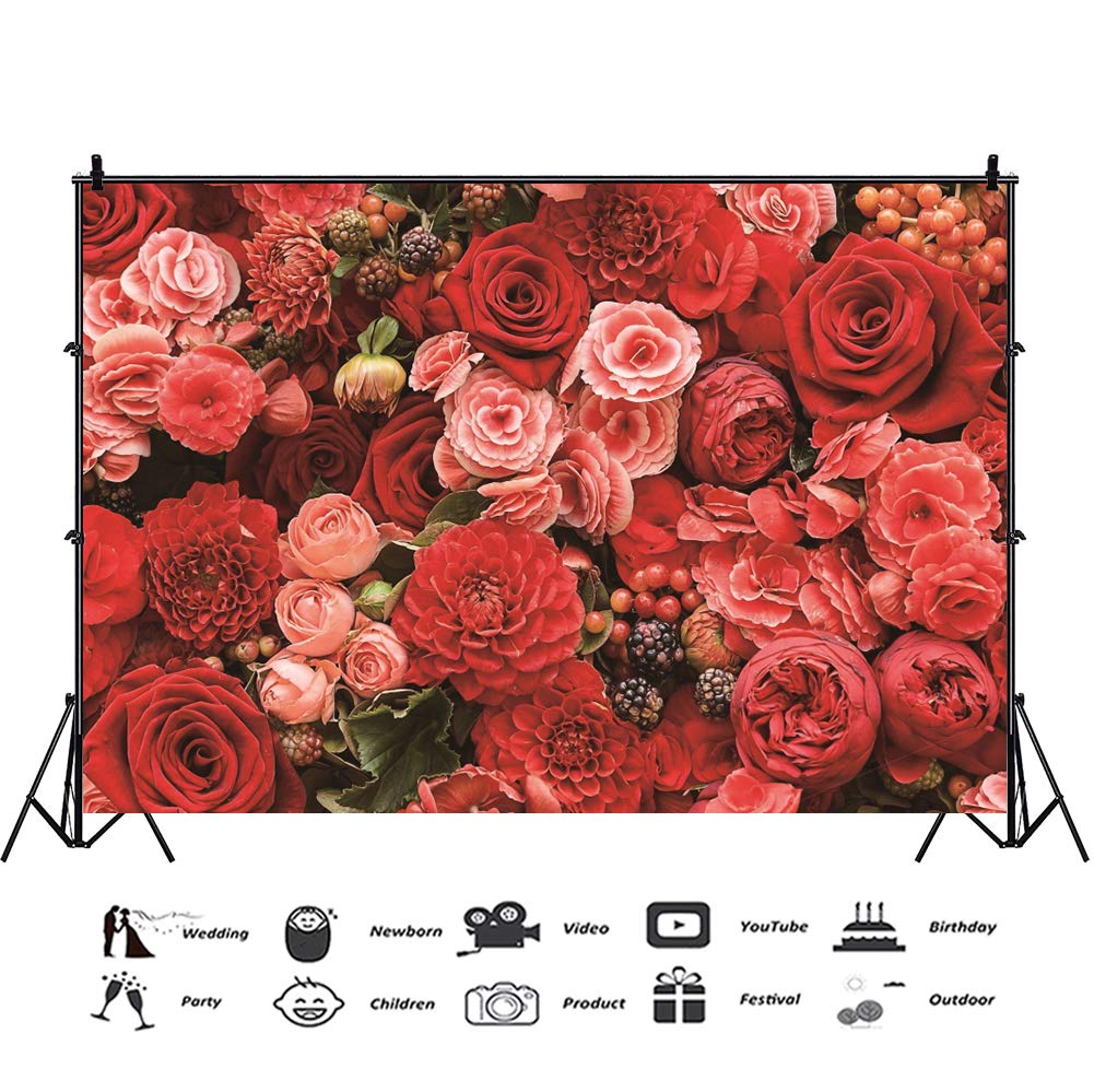 8x6ft Rose Flower Photography Backdrop - Elegant Wedding, Birthday Party, Bridal & Baby Shower Background - Perfect for Garden Themed Events, Kids & Adult Photo Shoots, Studio Props - Ideal for Social Media Content and Home Decor