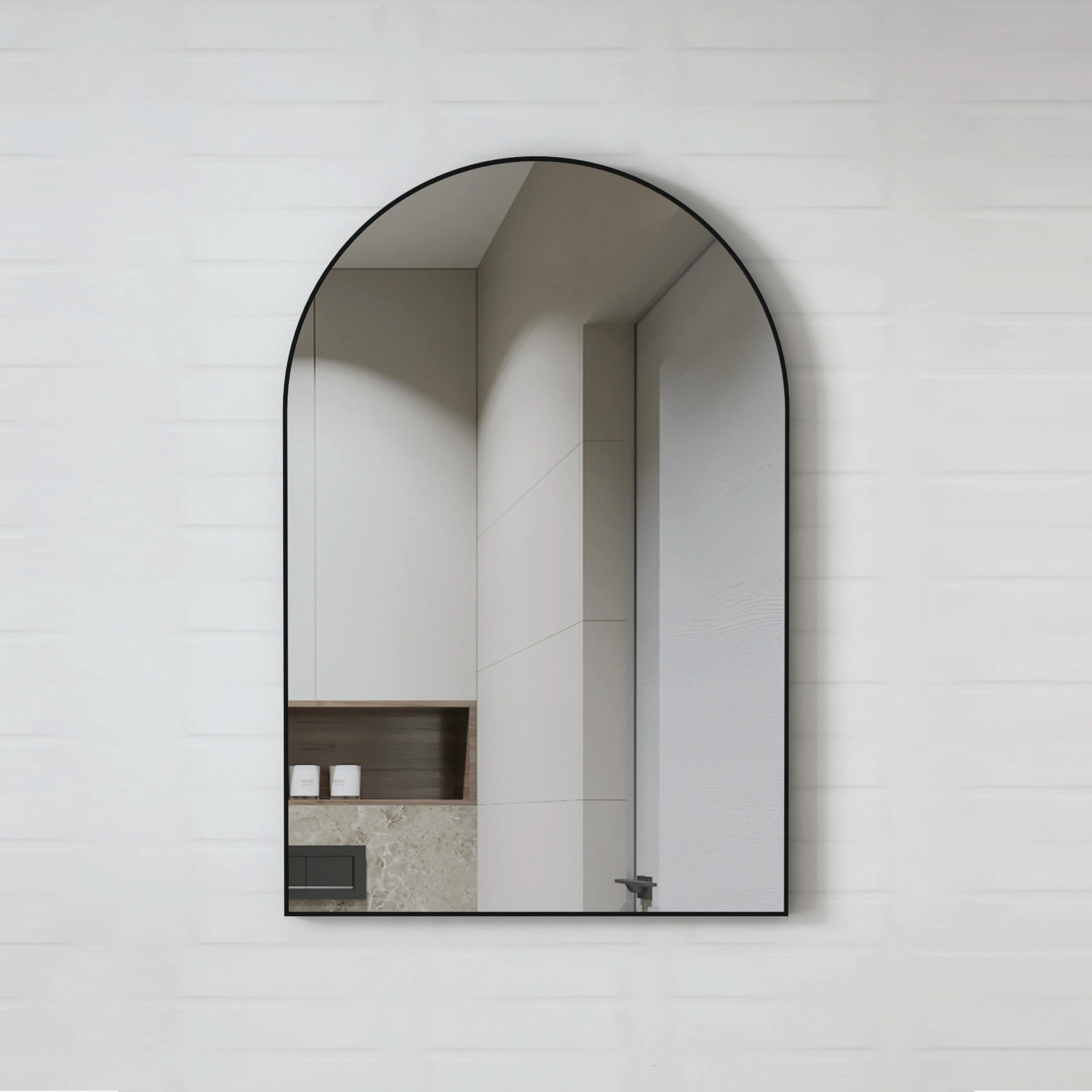 Archie Framed Mirror 900x600mm Matte Black - Modern Wall Mirror for Living Room, Bedroom & Bathroom Decor