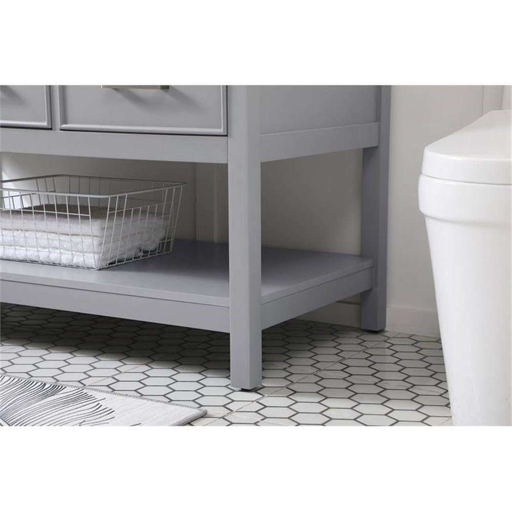 48 Inch Modern Gray Bathroom Vanity with Aluminum Alloy Frame & MDF Top - Elegant Single Sink Cabinet for Small Bathrooms, Powder Rooms & Master Baths