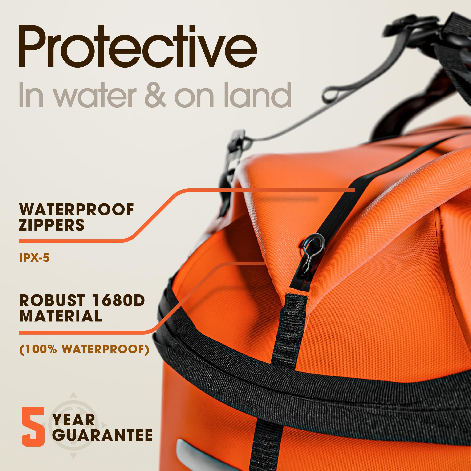 Earth Pak Waterproof Duffel Bag - 1680D Heavy Duty TPU Dry Bag for Camping, Kayaking & Boating - Large Waterproof Duffle with 8x8 Popout Pocket - Marine Gear for Outdoor Adventures, Beach Trips & Water Sports