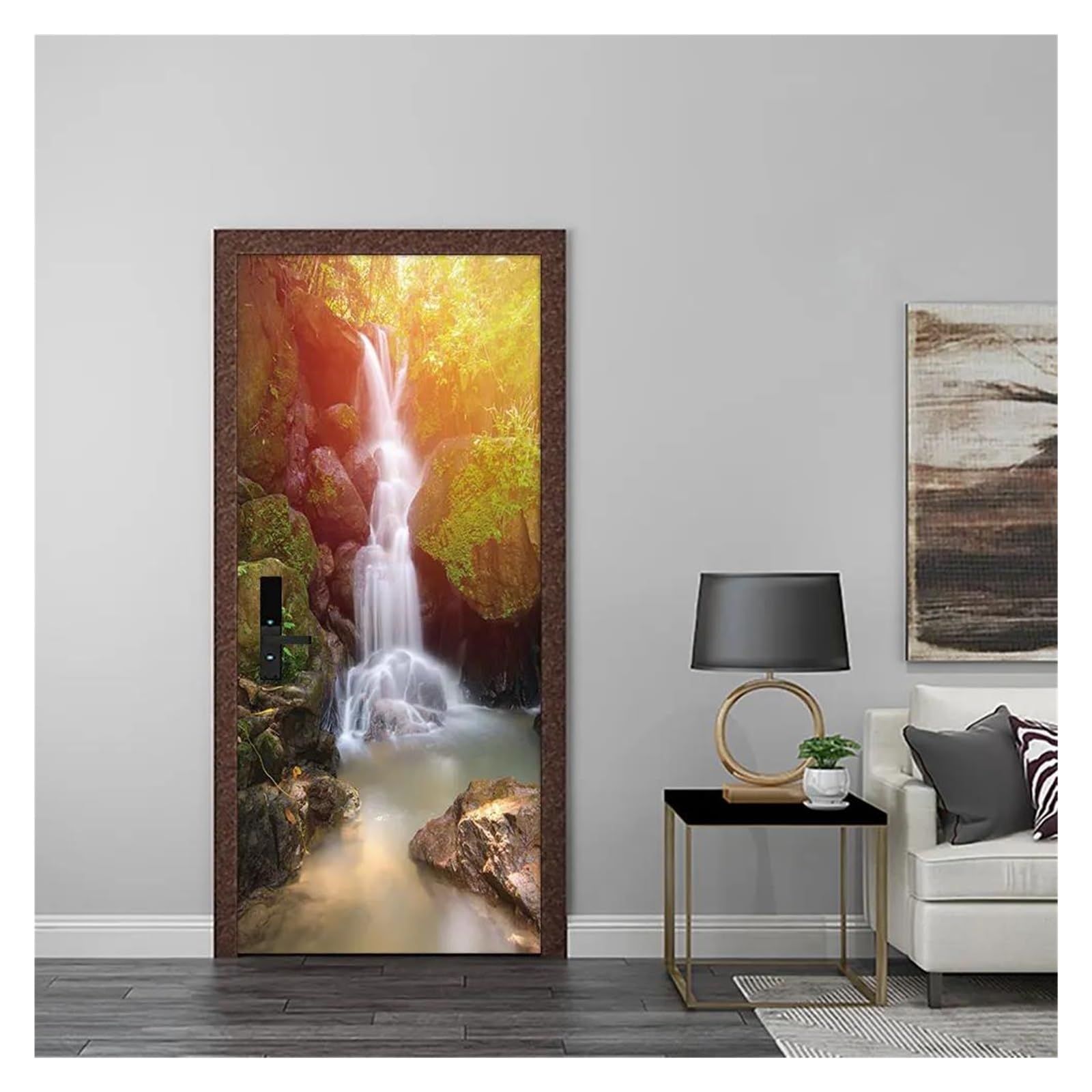 DIY Waterfall Scenery Door Stickers - 77x200cm Removable Wall Decals for Home Decor, Living Room Art Mural, Bedroom & Office Wall Stickers - Perfect for Home Improvement and Interior Design