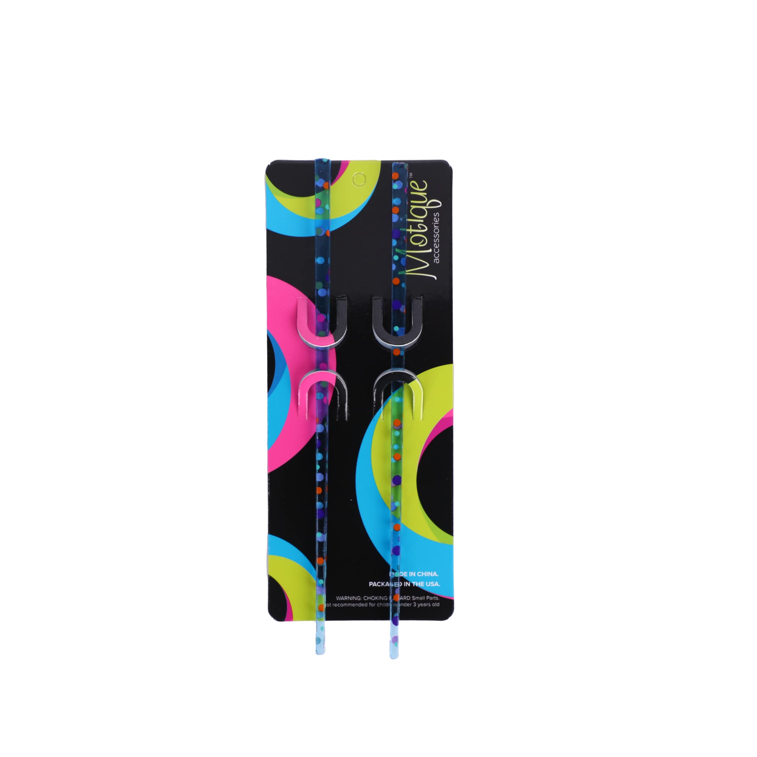 Two Clear Polka Dot Hair Chopsticks for Women - Blue Hair Sticks for Bun, Updo, and Ponytail Hairstyles