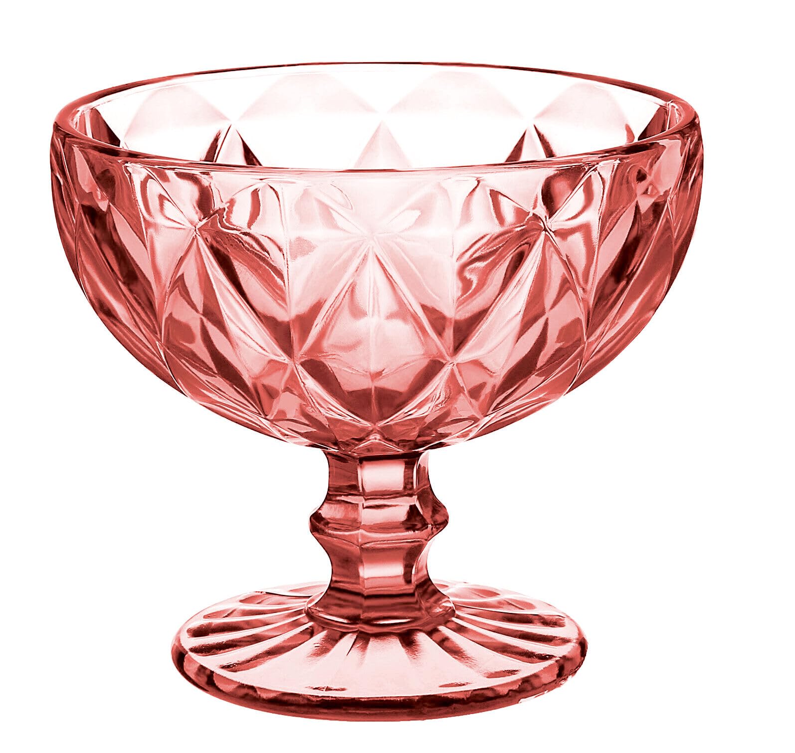 Pink Glass Serving Bowls Set - 250ml Dessert Bowls for Ice Cream, Fruit, Salad | Elegant Cruise Dinnerware for Parties, Home Dining & Entertaining