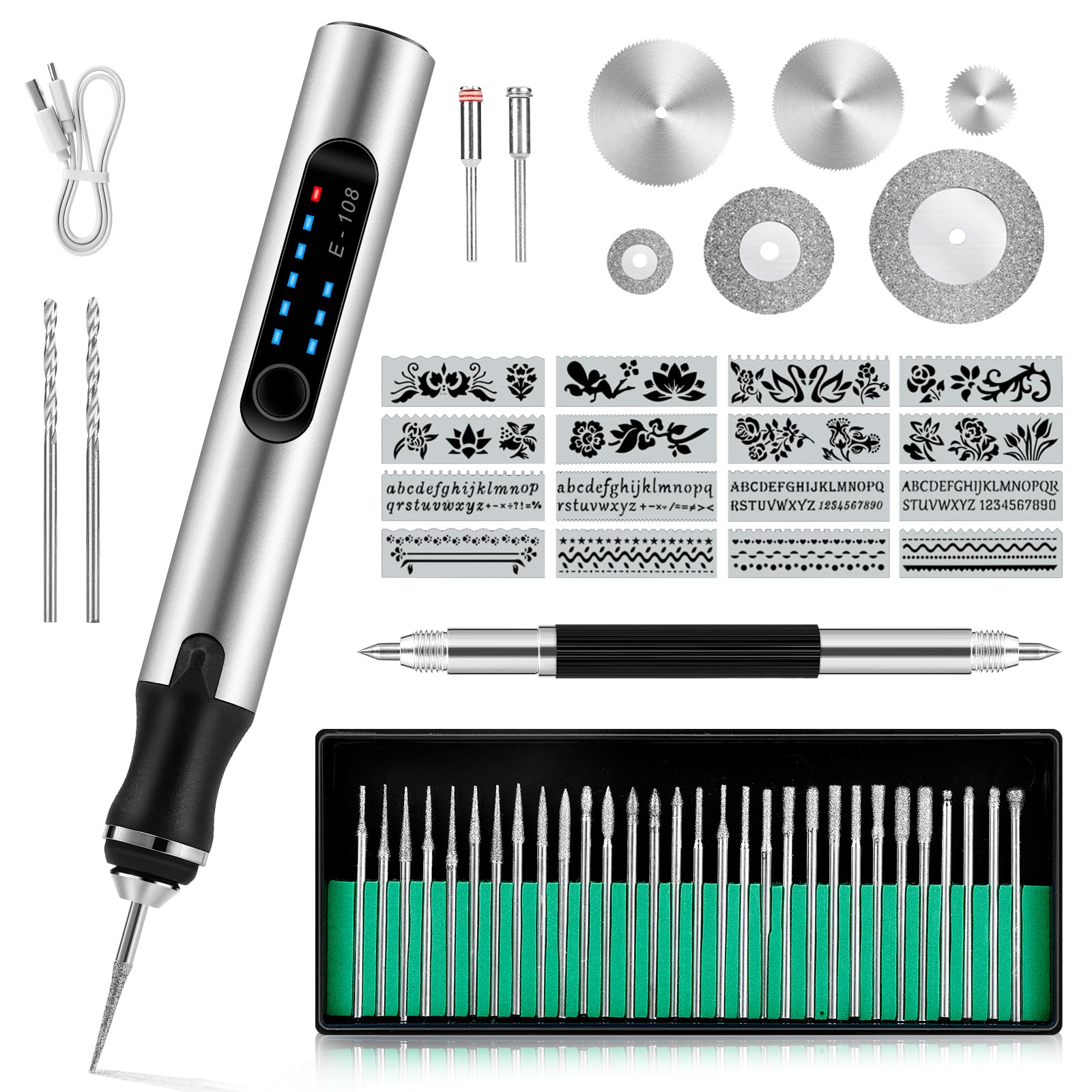 **Electric Engraving Pen Kit - USB Rechargeable Wireless Engraving Tool for DIY Jewelry, Metal, Glass, Wood, Plastic, Stone & Ceramic - Perfect for Crafts, Gifts & Personalization**