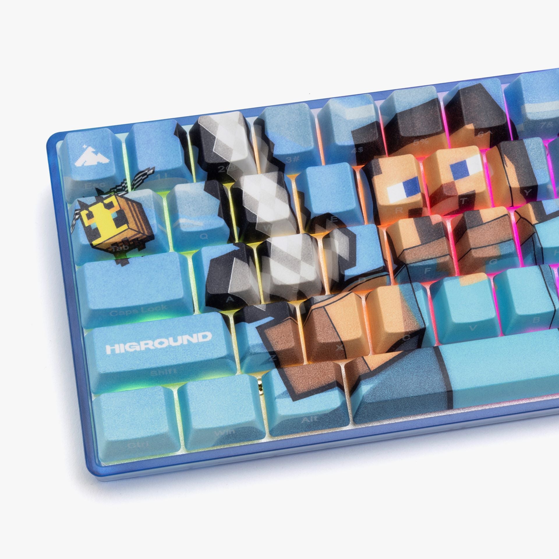 HG x Minecraft Basecamp 65HE Mechanical Gaming Keyboard - Steve & Animals Theme - Custom RGB Backlit, Hot-Swappable Switches for PC/Mac Gamers - Perfect for Minecraft Gaming & Streamer Setups
