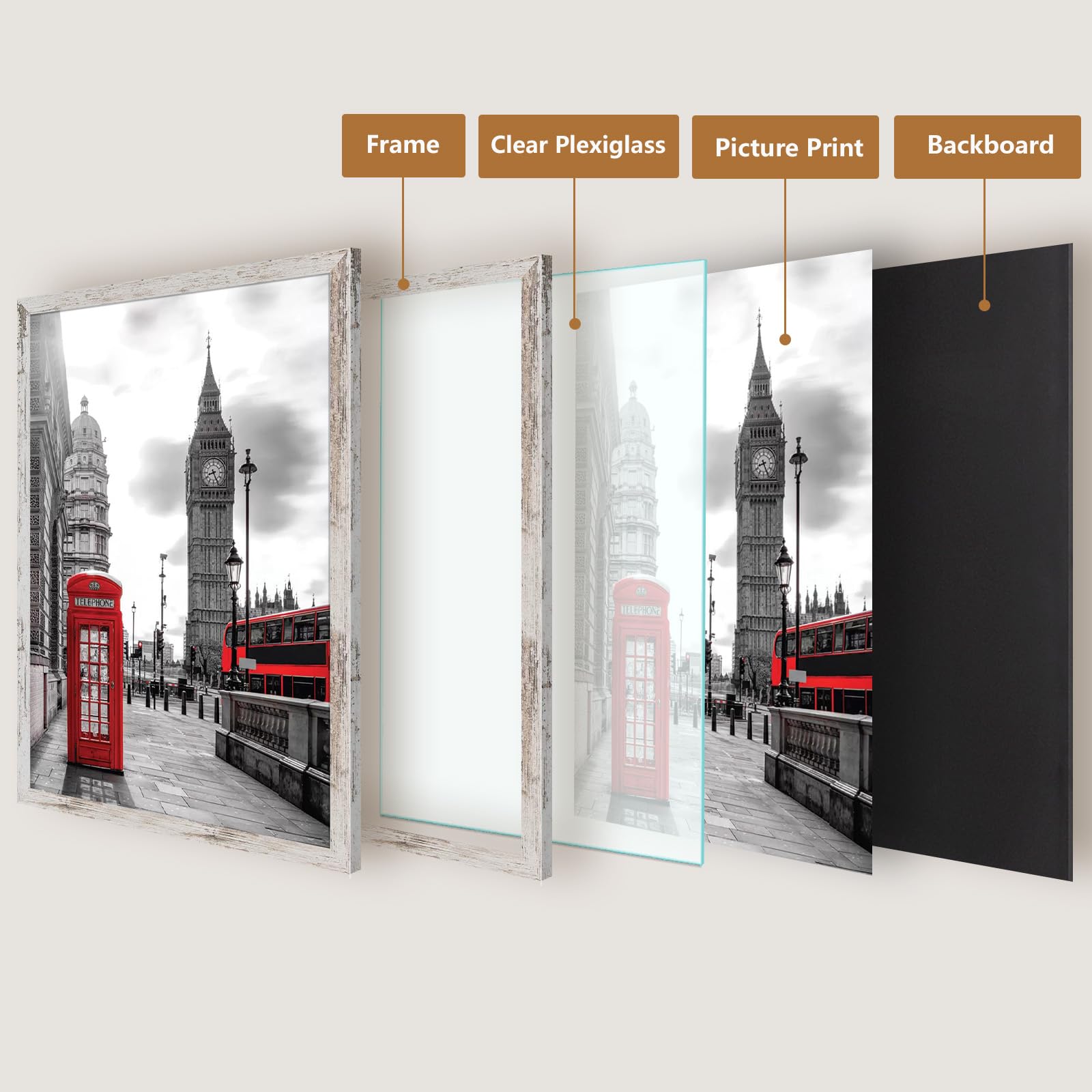Golden State Art 20x30 Picture Frame - 2 Pack Wood Grain Rustic Style Wall Photo Frame with Wide Molding & Back Hangers - Perfect for Baby Pictures, Wedding Photos, Family Portraits & Home Decor - White