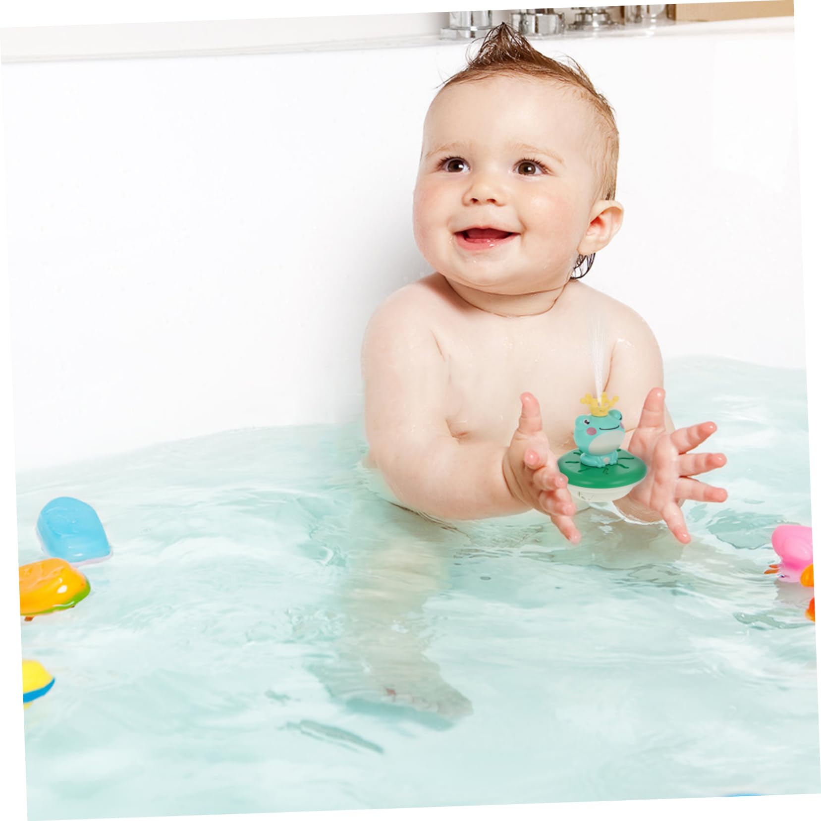 2 Sets Cute Frog Girl Bath Toys for Kids - Non-Toxic Plastic Bathtub Toys for Toddlers & Babies - Fun Bath Time Play for Sensory Development & Water Play