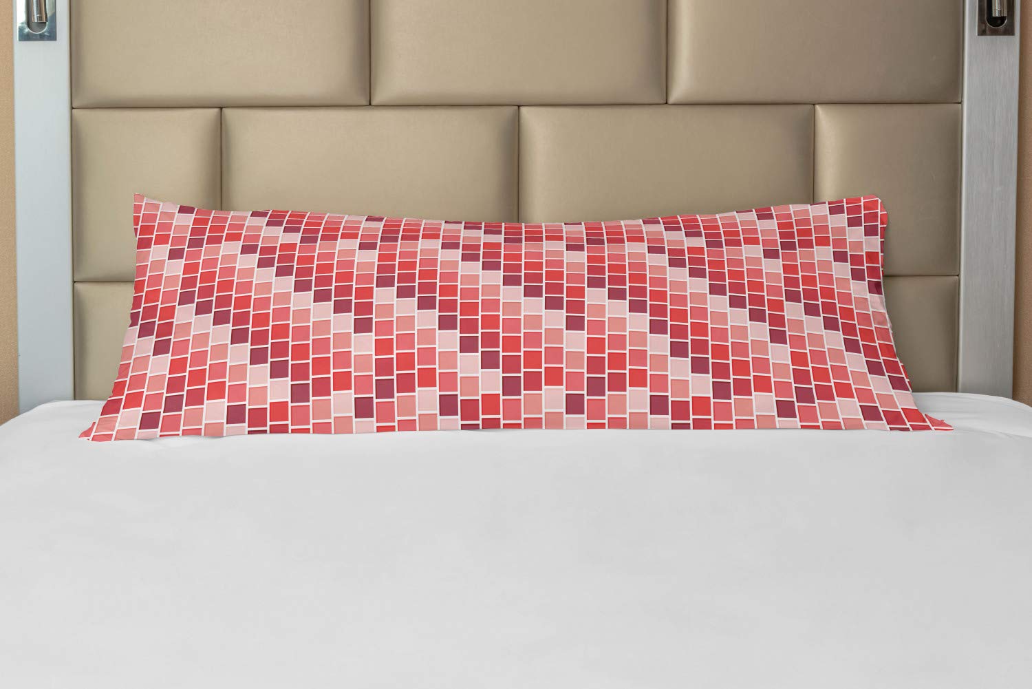 Ambesonne Geometric Body Pillow Cover with Zipper - Tile Rectangle Square Cube Vertical Lines Design, Decorative Long Pillowcase 21