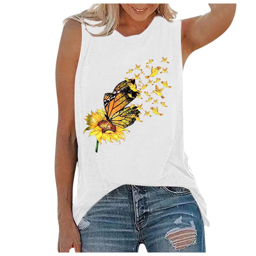 Qopobobo Women's Graphic Tank Tops - USA Flag & Floral Print Short Sleeve Yoga T-Shirts | Loose Fit Summer Tops for Casual Wear, Workout & Outdoor Activities