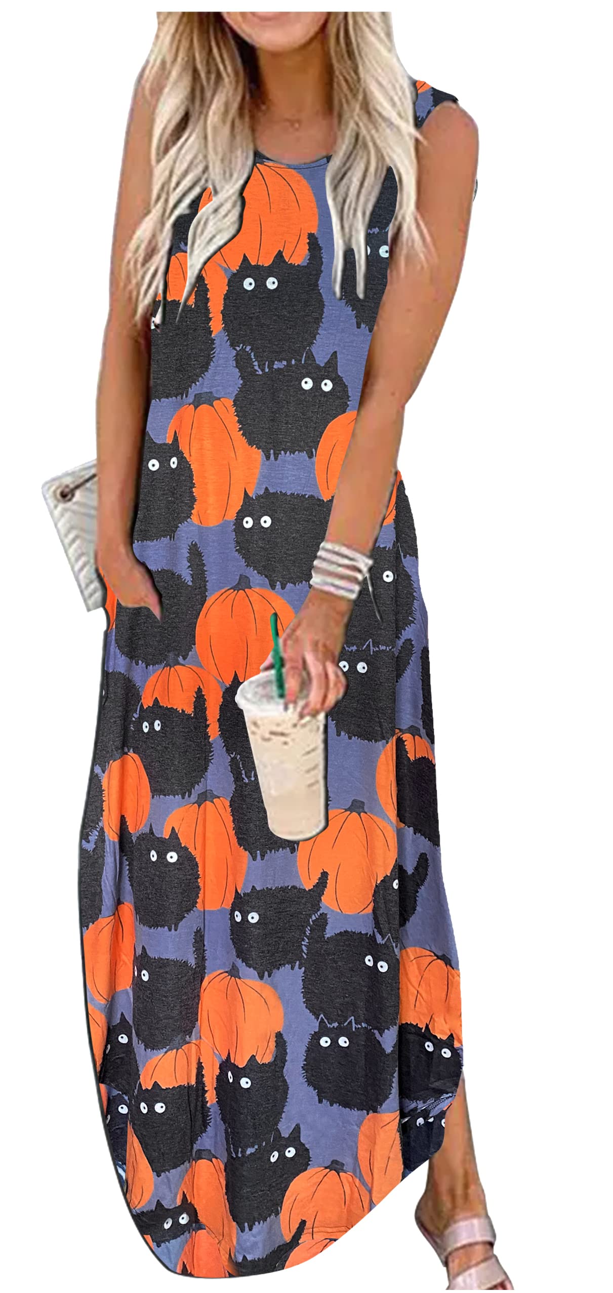 2025 Women's Summer Dresses - Boho Floral Maxi Sundress with Pockets for Beach Vacation & Tropical Getaways | Perfect for Pool Parties, Resort Wear & Casual Outings