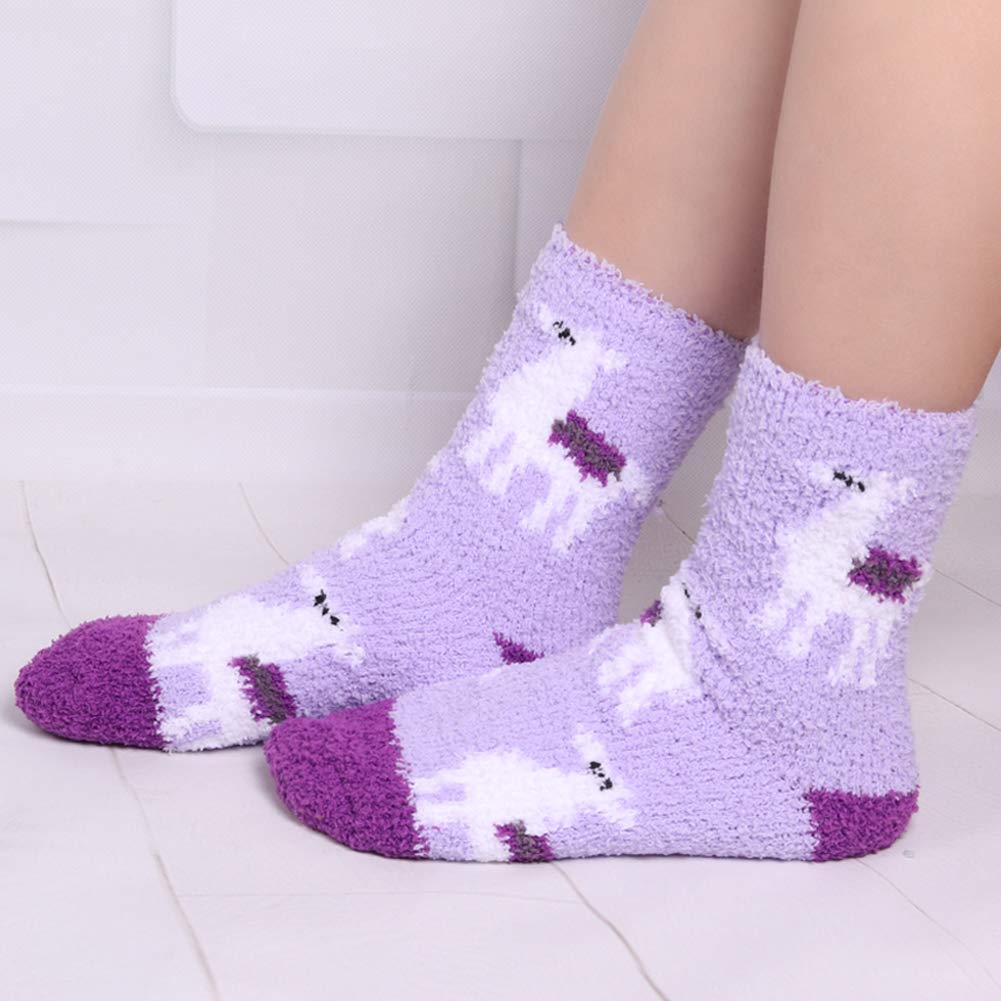 Women's Plush Slipper Socks - Cozy Warm Fuzzy Crew Socks for Winter, Soft Indoor House Shoes | Perfect for Lounging, Sleeping & Cold Weather Comfort