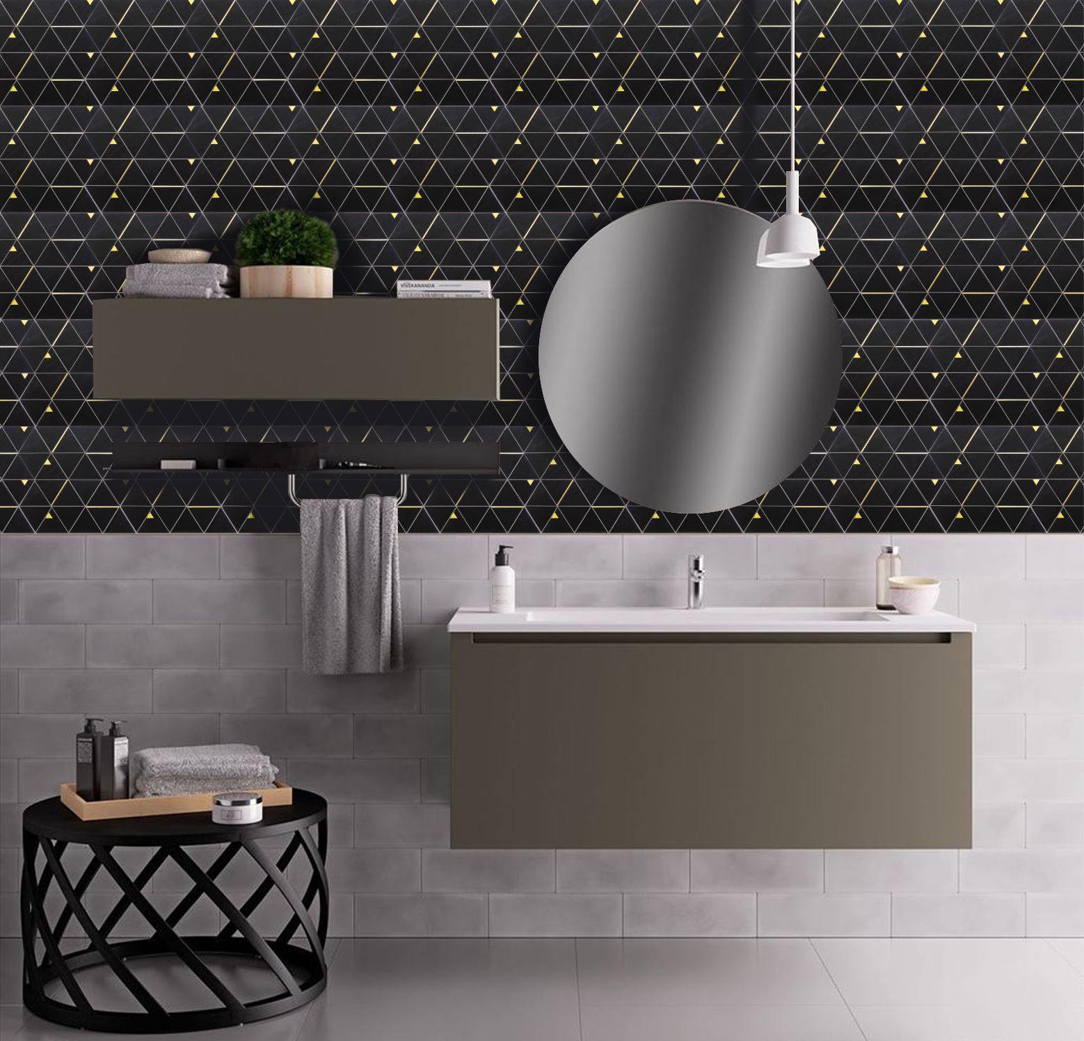Premium Brass Gold and Black Pyramid Inlay Tiles for Home Decor - Perfect for Mosaic, Backsplash, and Wall Accents