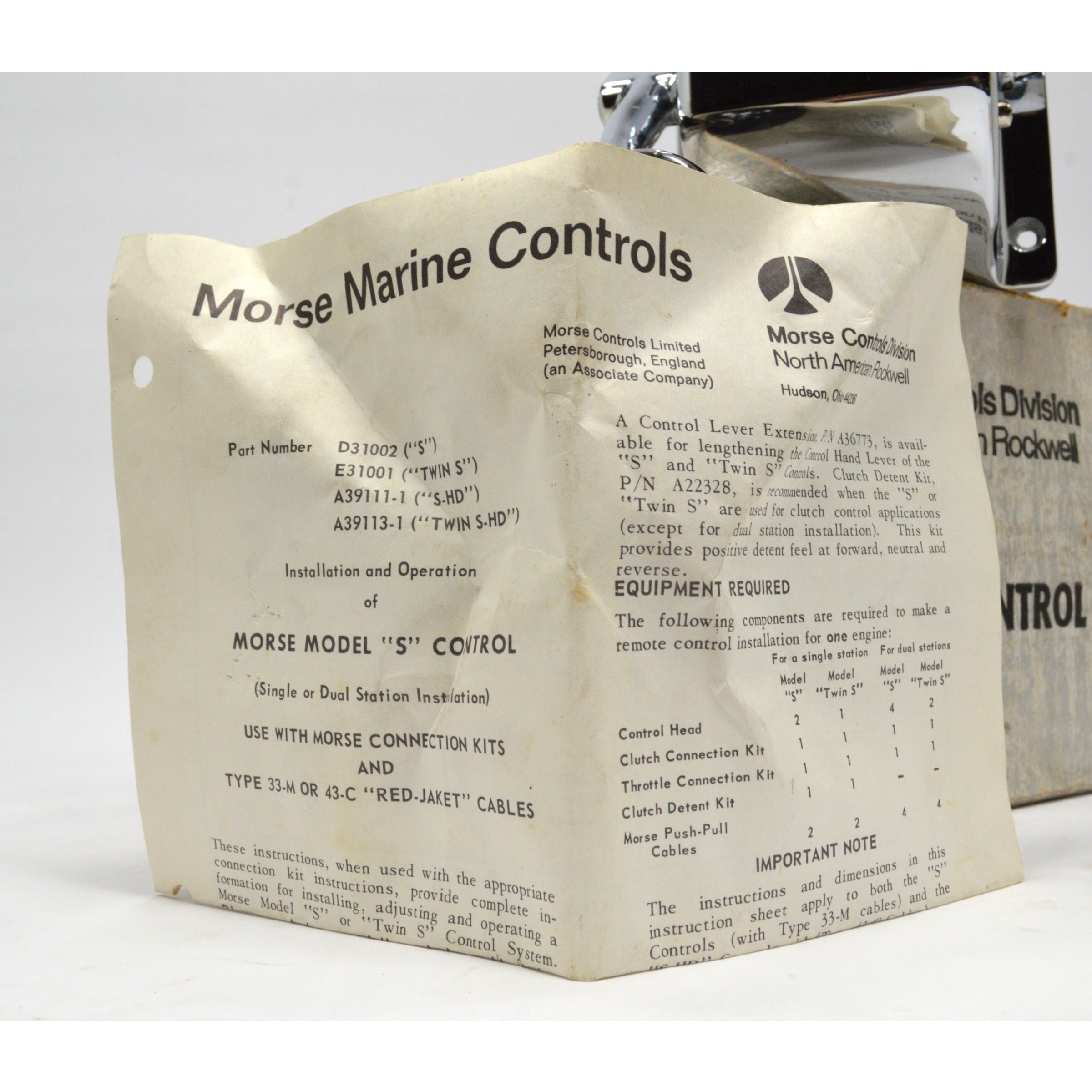 New Morse E31001 Twin S Throttle Control for Boats & Marine - Open Box - Perfect for Smooth Speed Adjustment on Yachts, Fishing & Speed Boats