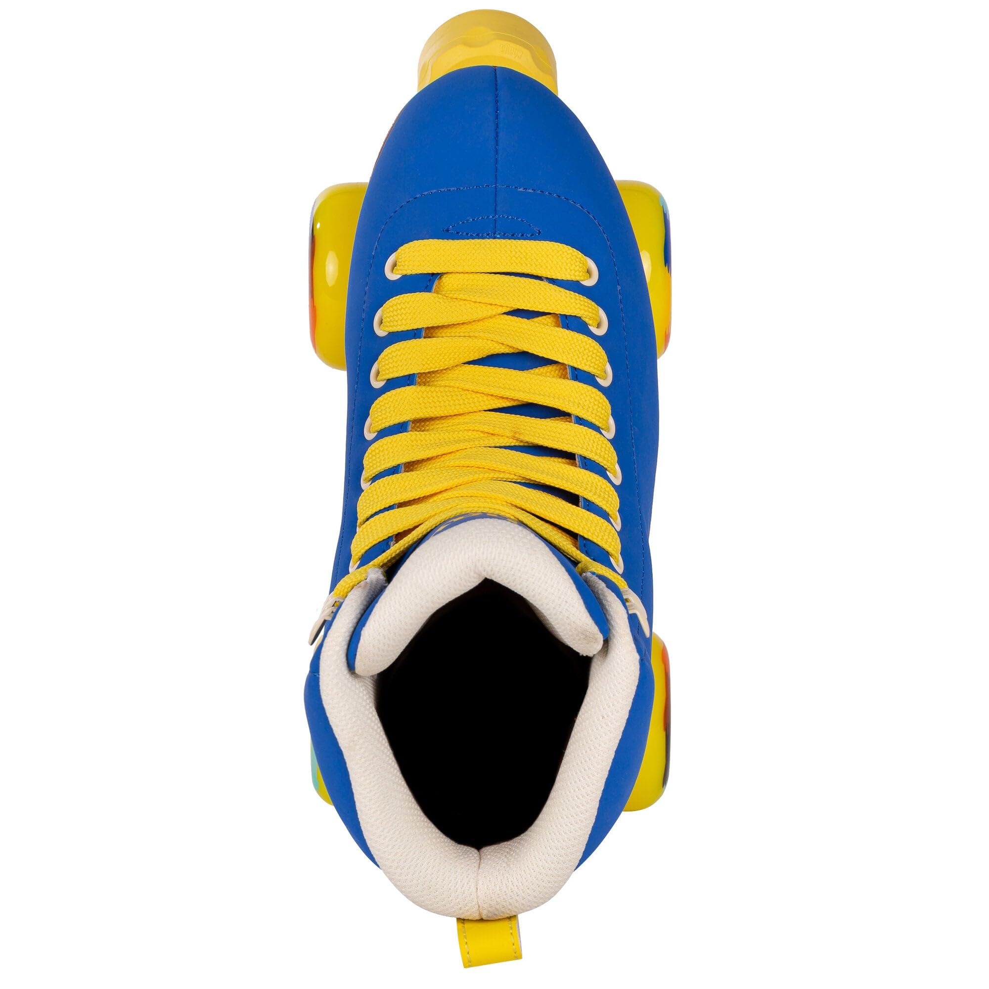 Chaya Deluxe NO WAR Roller Skates - Blue & Yellow Quad Skates for Women & Men - Perfect for Outdoor Skating, Rink, Roller Derby & Fitness
