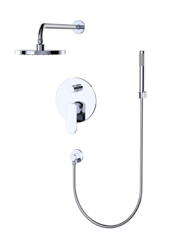 FLUID WISDOM Chrome Shower Set with Handheld & 8-Inch Round Rainfall Shower Head - Perfect for Bathroom Renovation & Spa-Like Shower Experience