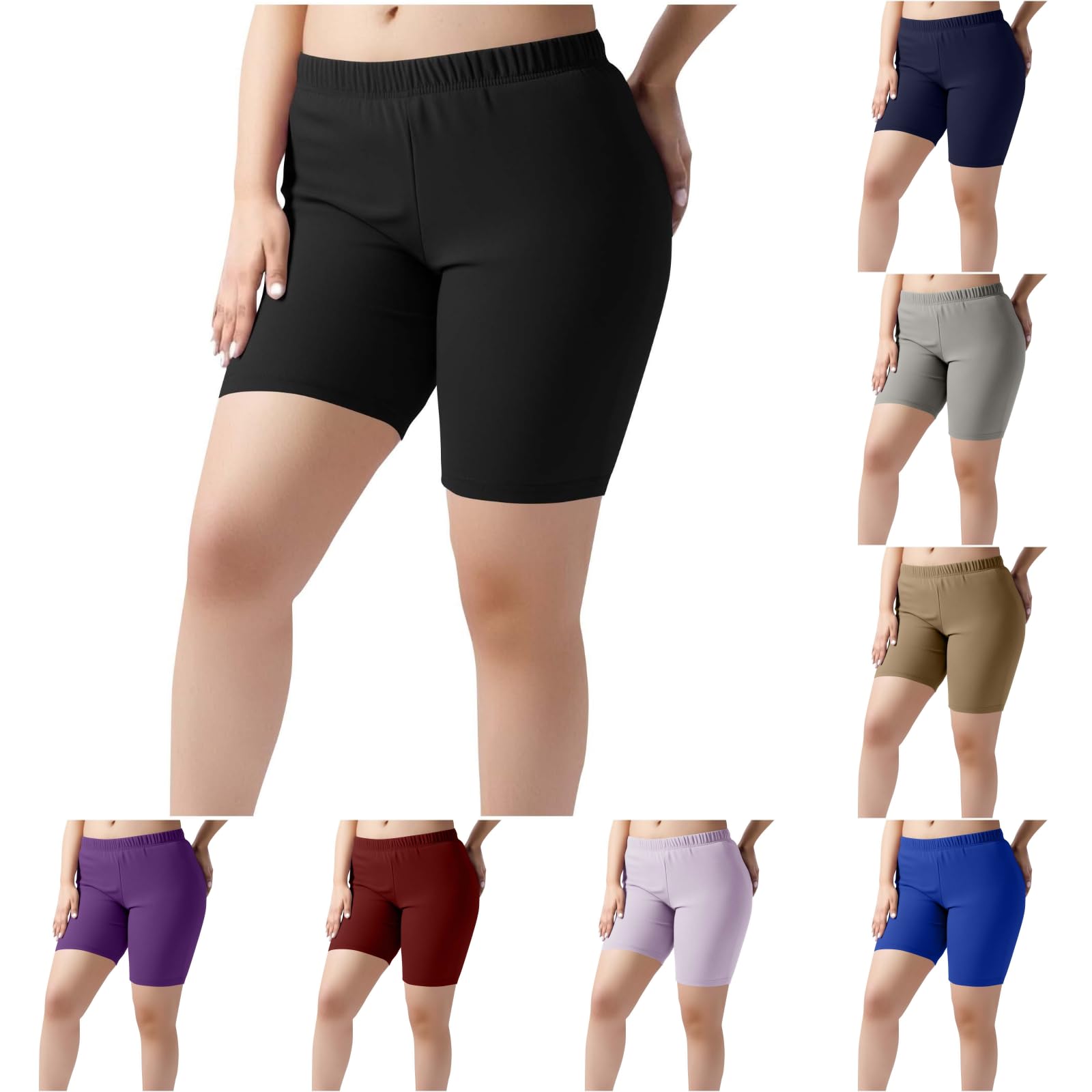 Plus Size Yoga Shorts for Women - Lightweight Biker Shorts for Workout & Summer