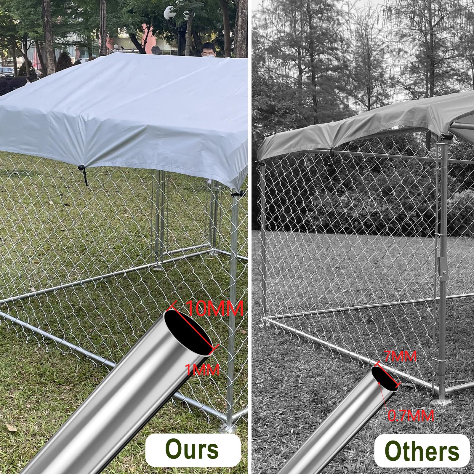 Large Outdoor Dog Kennel with Waterproof Cover & Roof - Durable Dog Pen for Backyard, Patio & Camping | Weatherproof Pet Shelter for Medium & Large Dogs