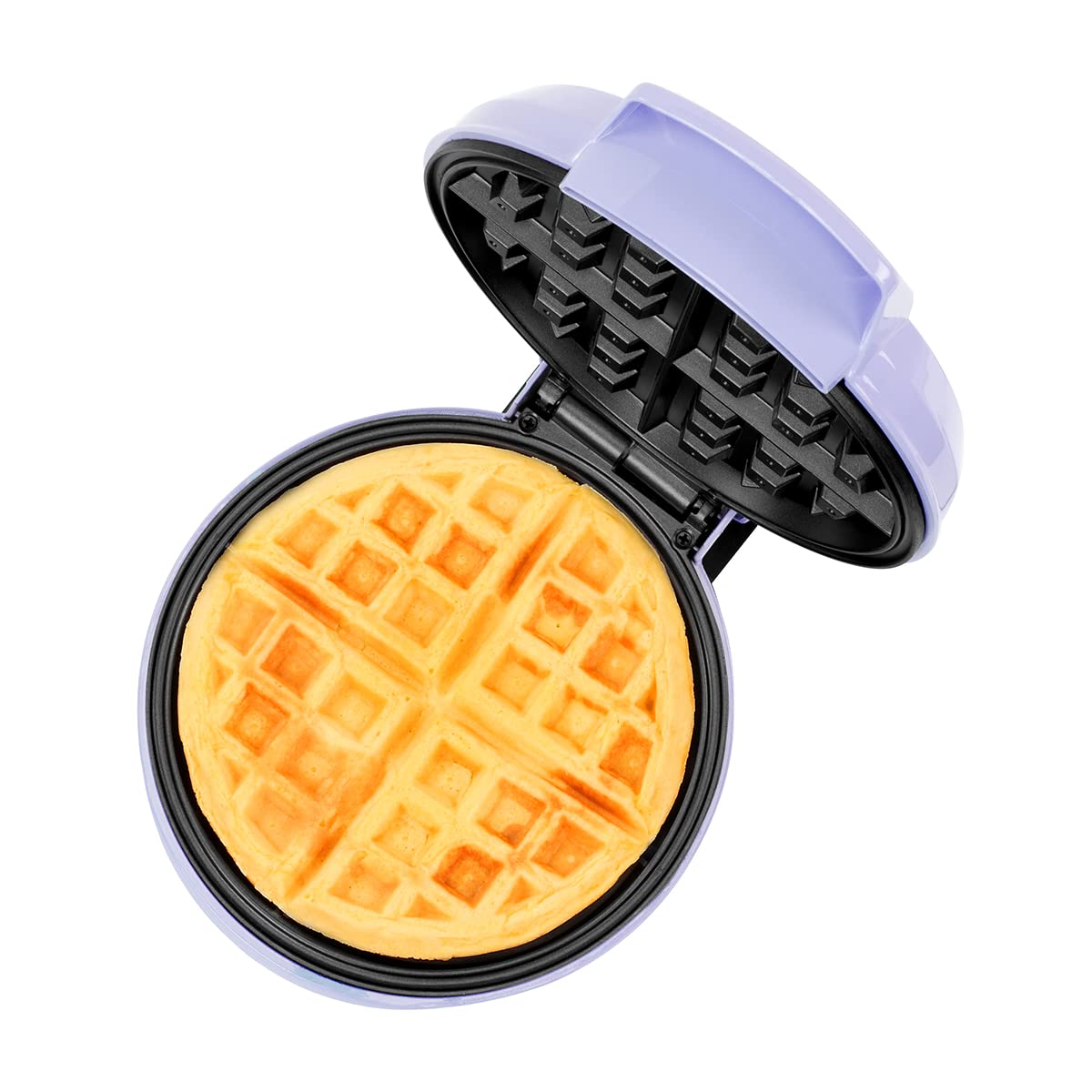 Holstein Housewares 7-Inch Non-Stick Waffle Maker with Adjustable Temperature Control - Stainless Steel & Lavender Belgian Waffle Iron for Perfectly Crispy Waffles - Ideal for Breakfast, Brunch, Family Gatherings & Holiday Cooking