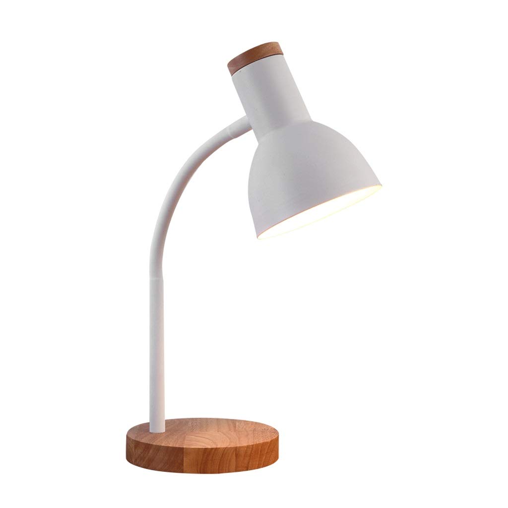 BAIHOGI Adjustable Goose Neck Table Lamp with Wooden Base - Eye-Caring LED Desk Lamp for Bedroom, Study Room & Office (White) | Perfect for Reading, Working & Nightstand Lighting