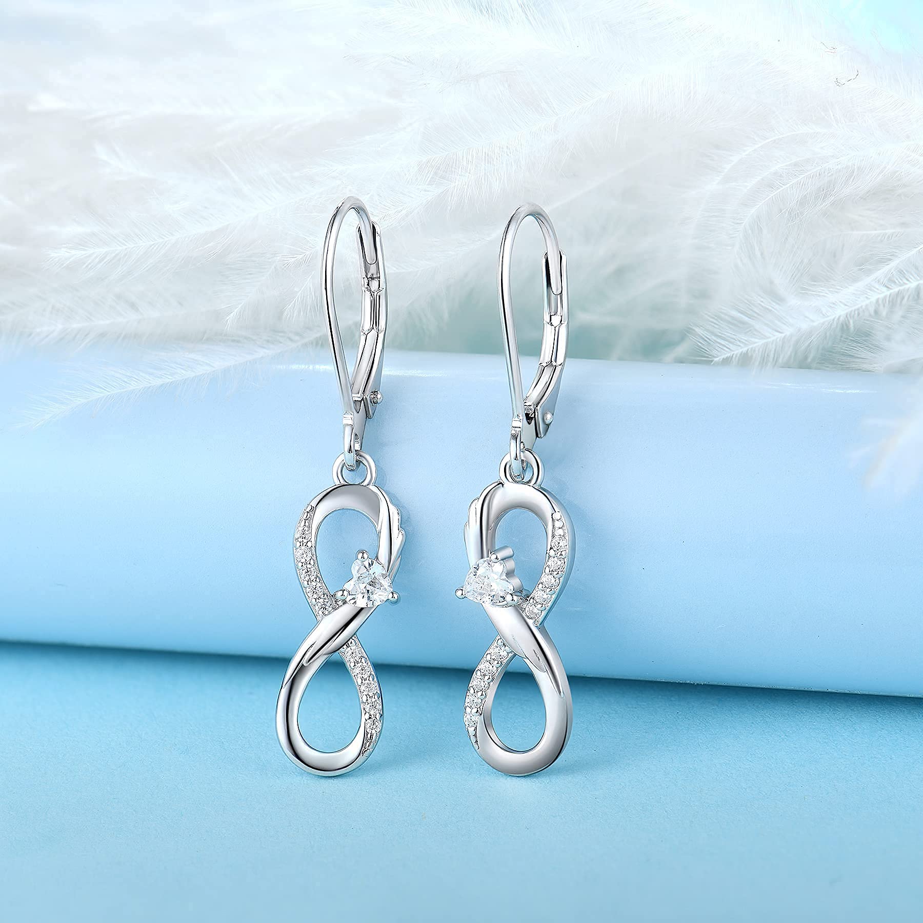 Starchenie 925 Sterling Silver Angel Wings Heart Necklace and Earrings Set for Women - Infinity Love Jewelry Gift for Anniversary, Valentine's Day & Special Occasions