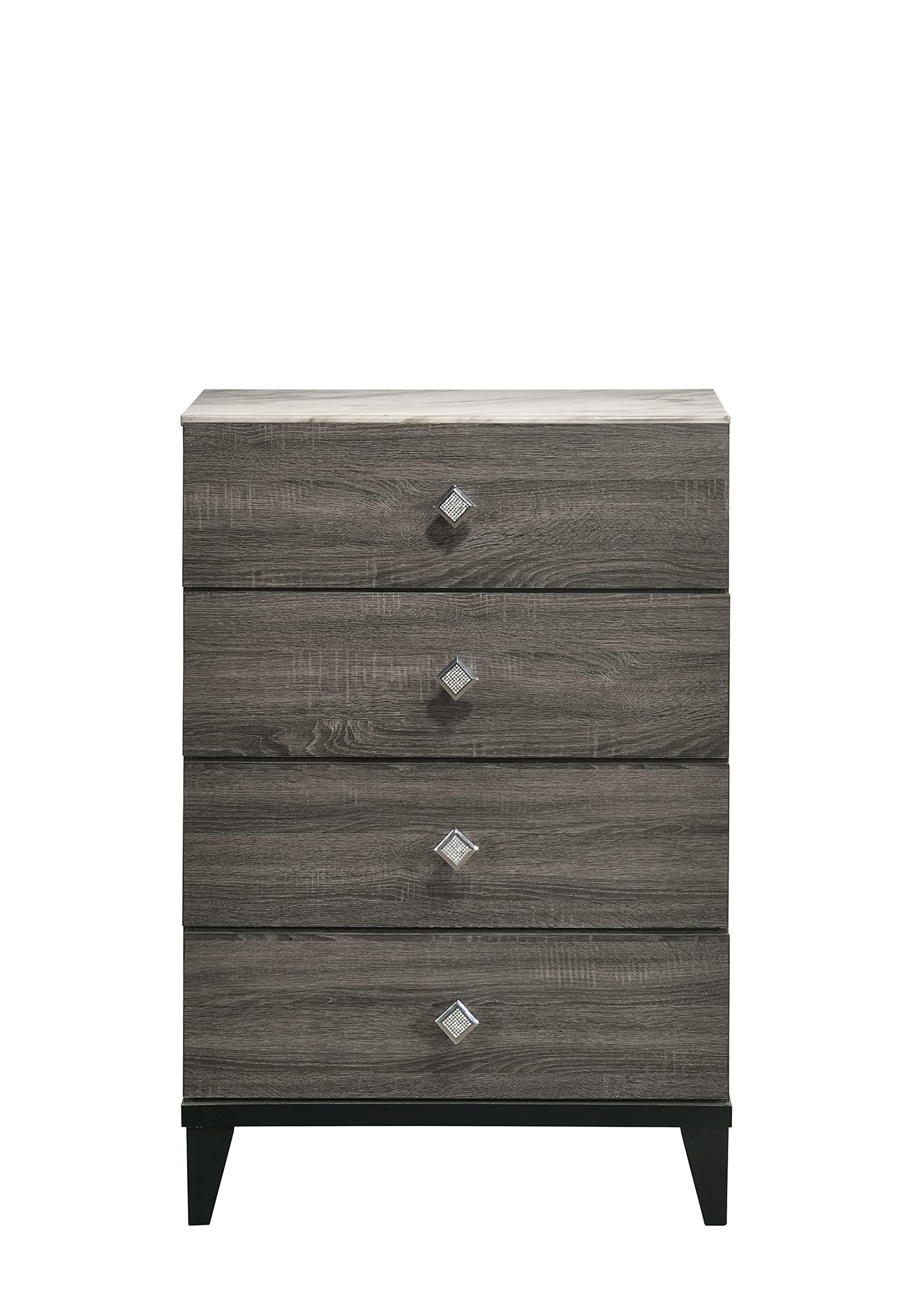 Modern 4-Drawer Wooden Chest with Marble Top - Bedroom Storage for Lingerie & Essentials