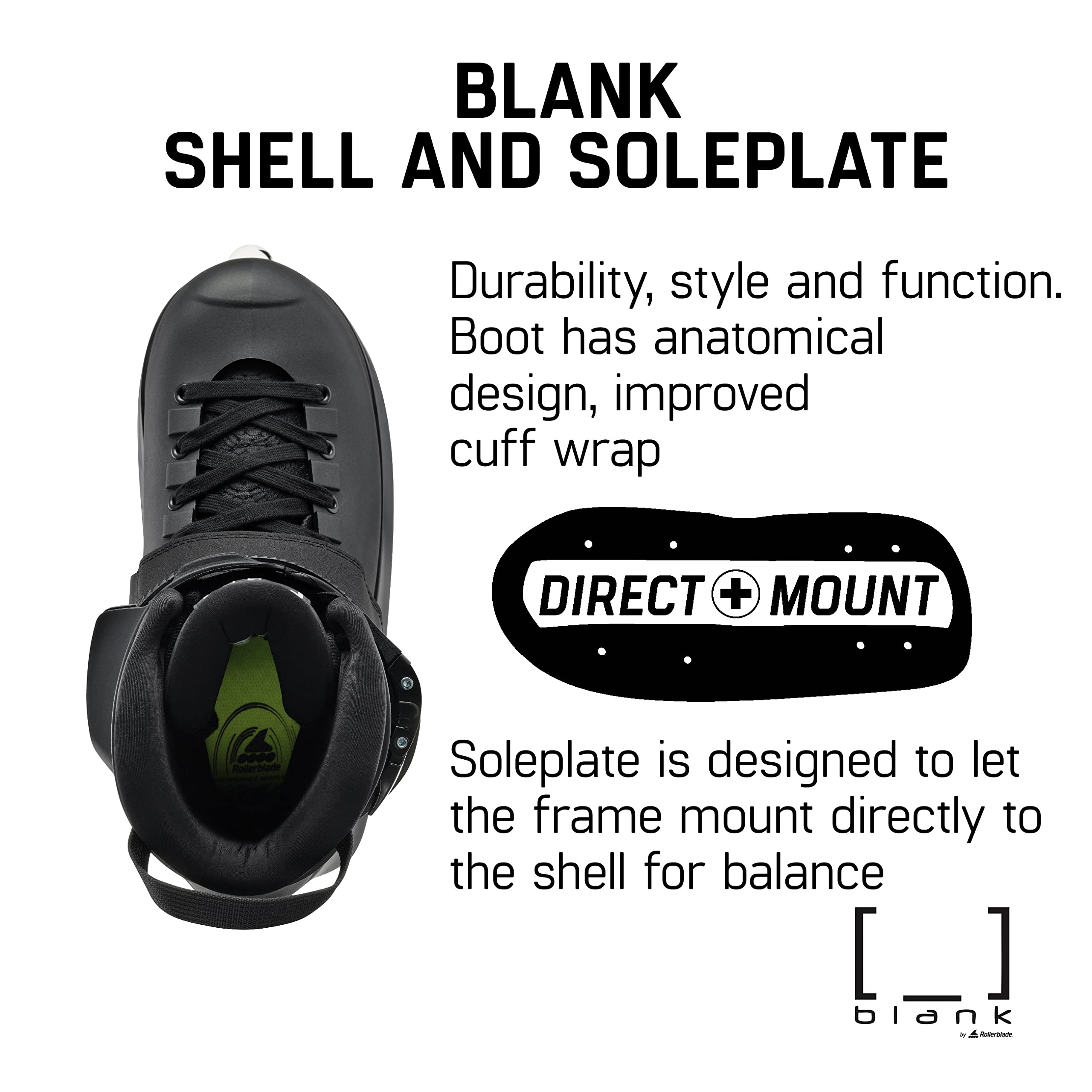 Rollerblade Blank Unisex Adult Fitness Inline Skates for Men & Women - Perfect for Outdoor Exercise, Fitness Training & Recreational Skating