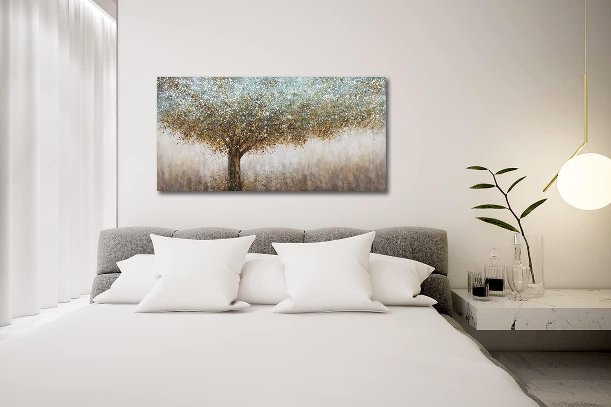 24x48 Inch Hand-Painted Abstract Oil Painting on Canvas - Modern Framed Wall Art Decor for Living Room, Bedroom & Office | Tiancheng Art Contemporary Home Decor