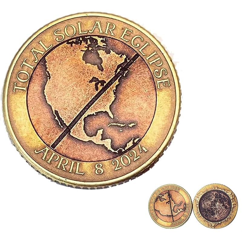 2024 Total Solar Eclipse Commemorative Coin - Limited Edition Collectible Gift for Astronomy Enthusiasts - Personalized Solar Eclipse Keepsake for Family & Friends - Perfect for Home Display, Science Classroom Decor, and Astronomy Gift Giving